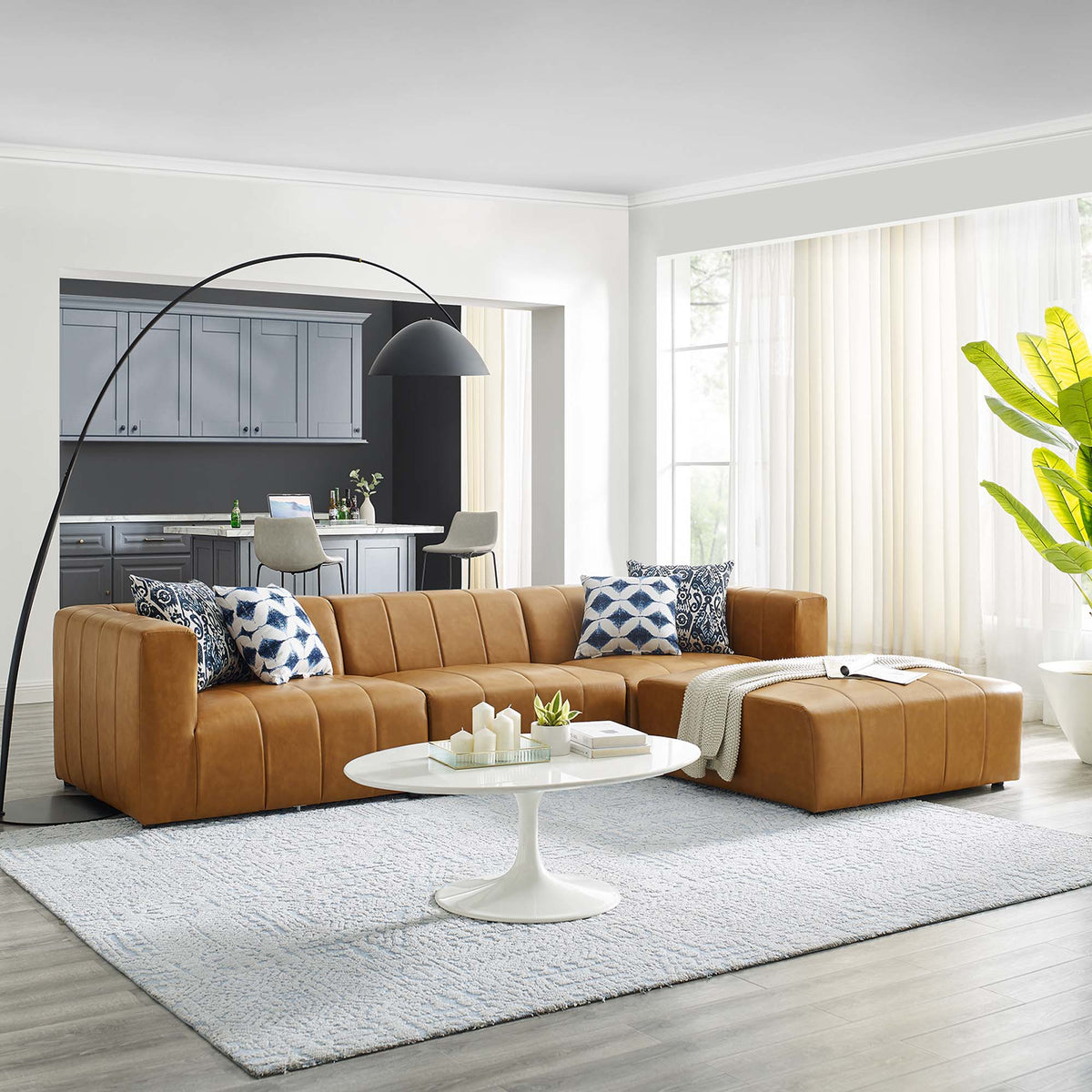 Bartlett 4-Piece Vegan Leather Sectional Sofa in Tan