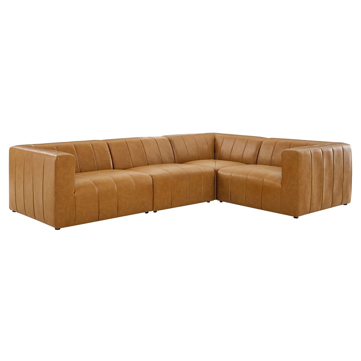 Bartlett 4-Piece Vegan Leather Sectional Sofa in Tan