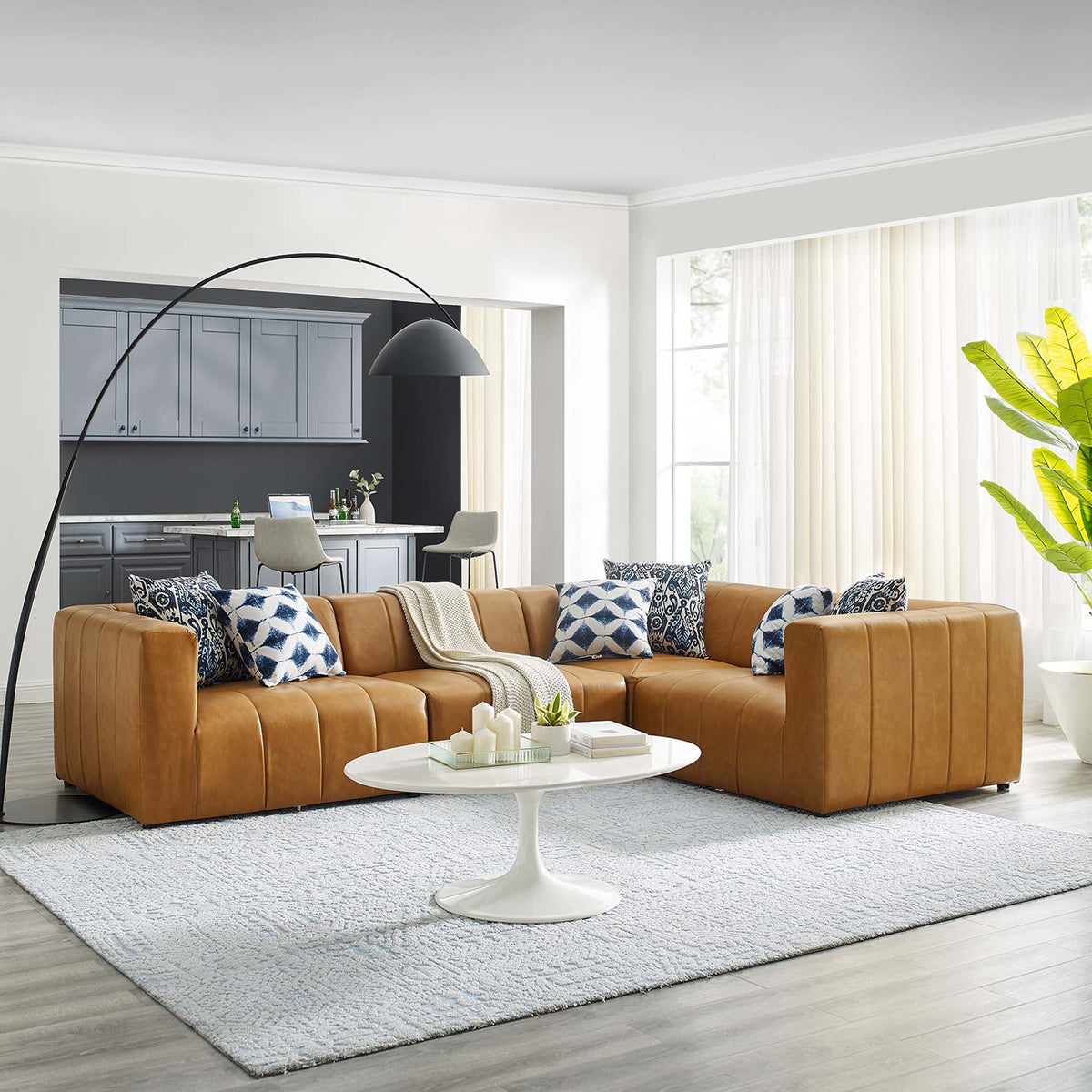 Bartlett 4-Piece Vegan Leather Sectional Sofa in Tan