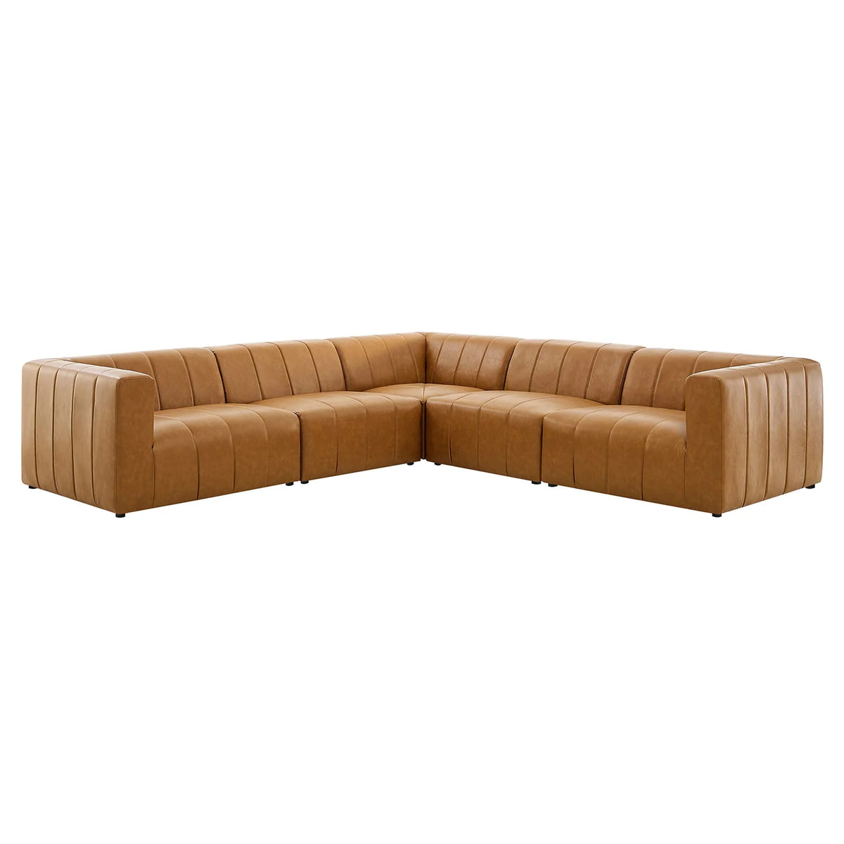 Bartlett 5-Piece Vegan Leather Sectional Sofa in Tan