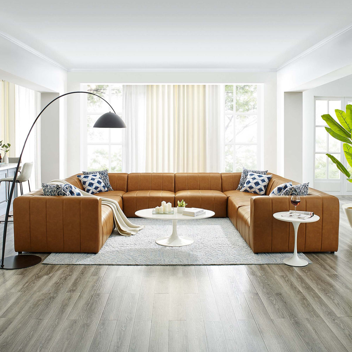 Bartlett 8-Piece Vegan Leather Sectional Sofa in Tan