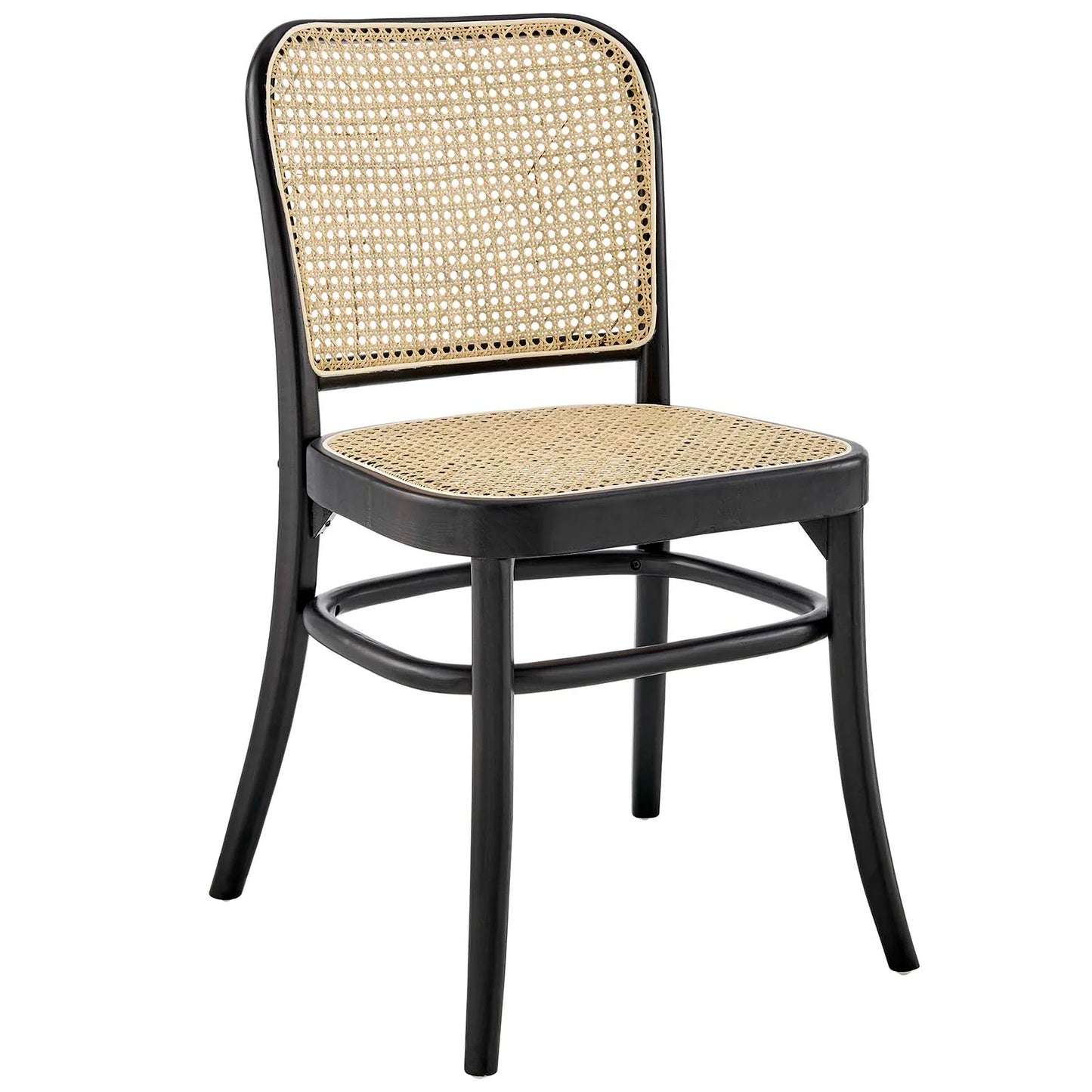 Winona Wood Dining Side Chair - Rustic Farmhouse Charm with Woven Rattan and Durable Elm Frame