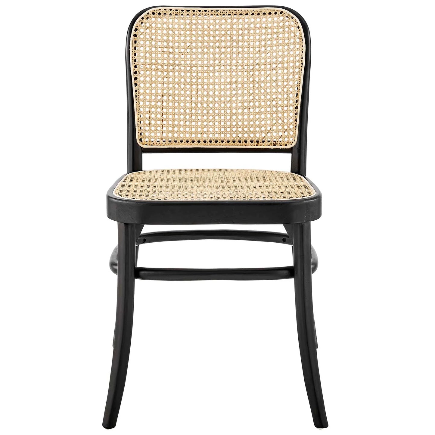 Winona Wood Dining Side Chair - Rustic Farmhouse Charm with Woven Rattan and Durable Elm Frame