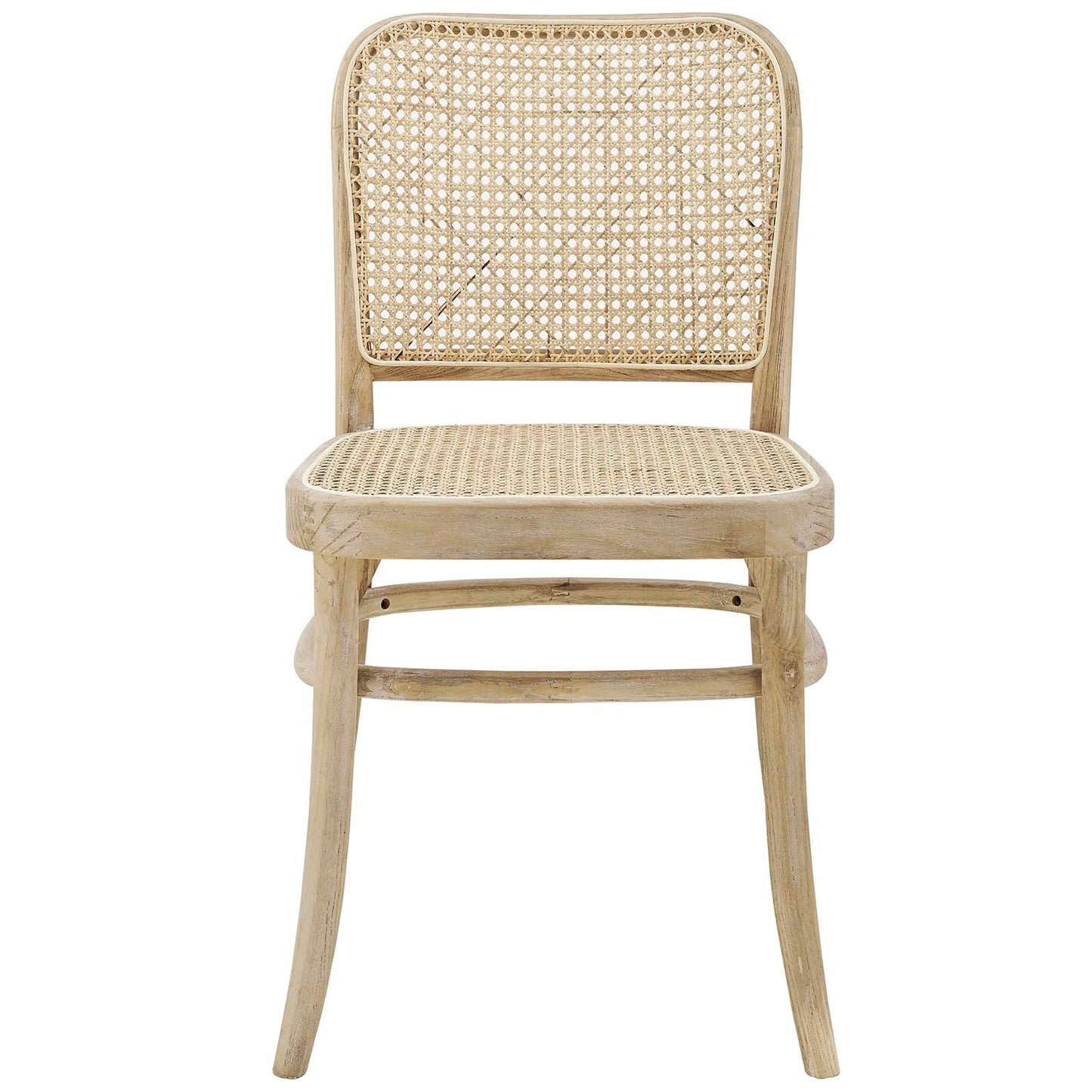 Winona Wood Dining Side Chair - Rustic Farmhouse Charm with Woven Rattan and Durable Elm Frame