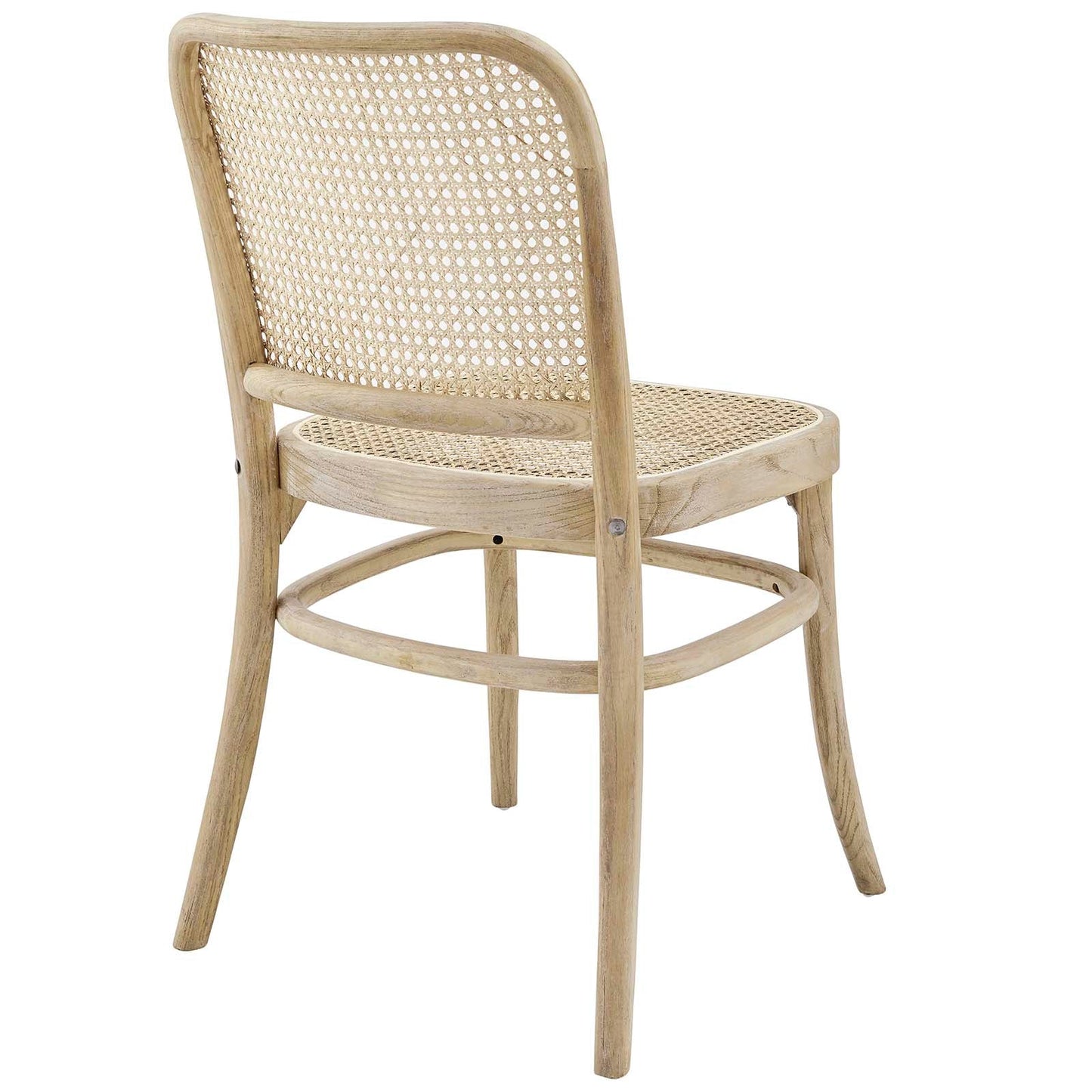 Winona Wood Dining Side Chair - Rustic Farmhouse Charm with Woven Rattan and Durable Elm Frame