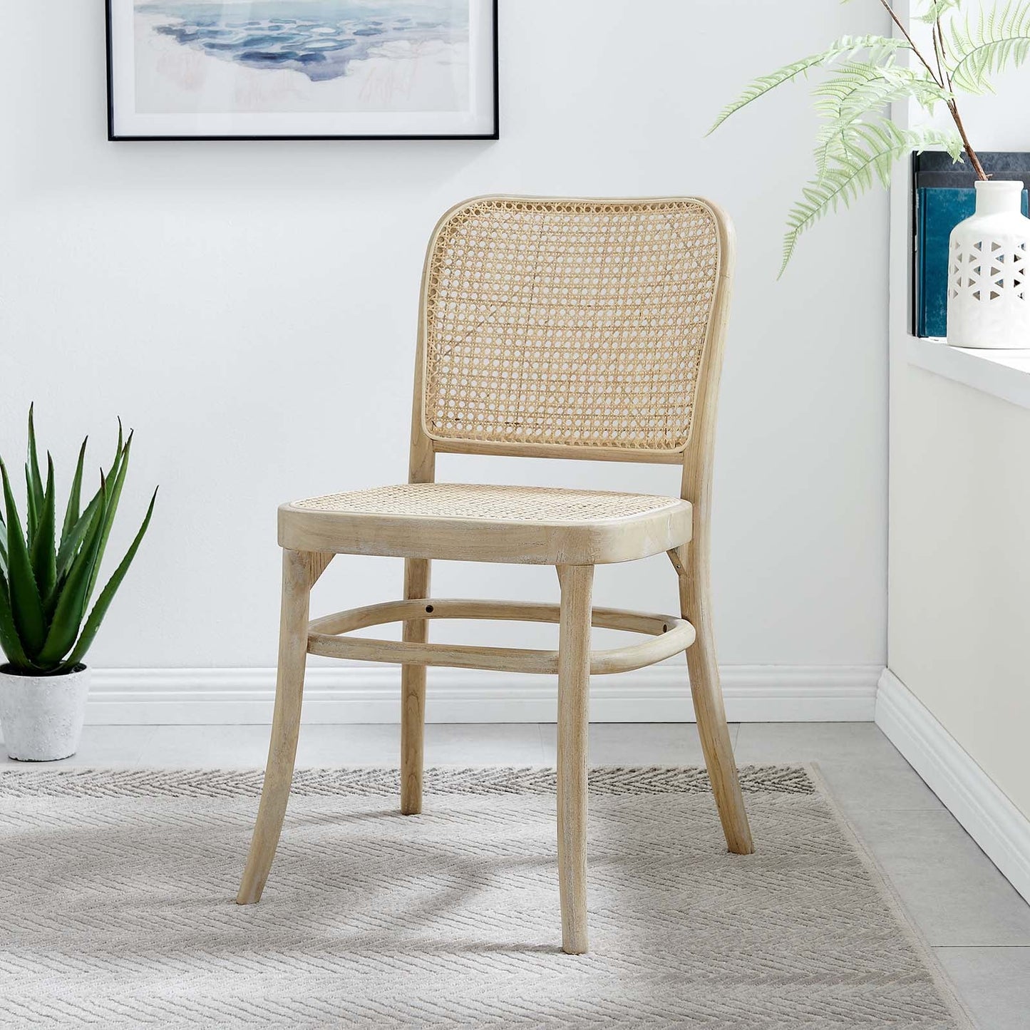 Winona Wood Dining Side Chair β Rustic Farmhouse Charm with Woven Rattan and Sturdy Elm Frame