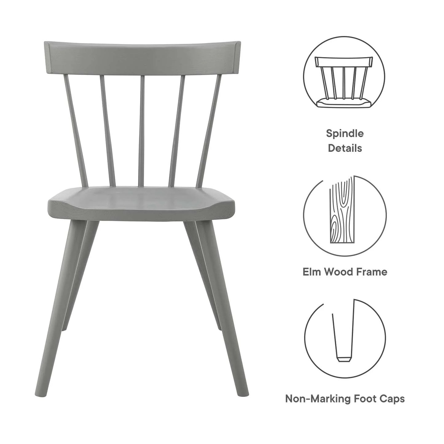 Sutter Wood Dining Side Chair - Modern Farmhouse Design, Durable Elm Frame, and Spindle Detail