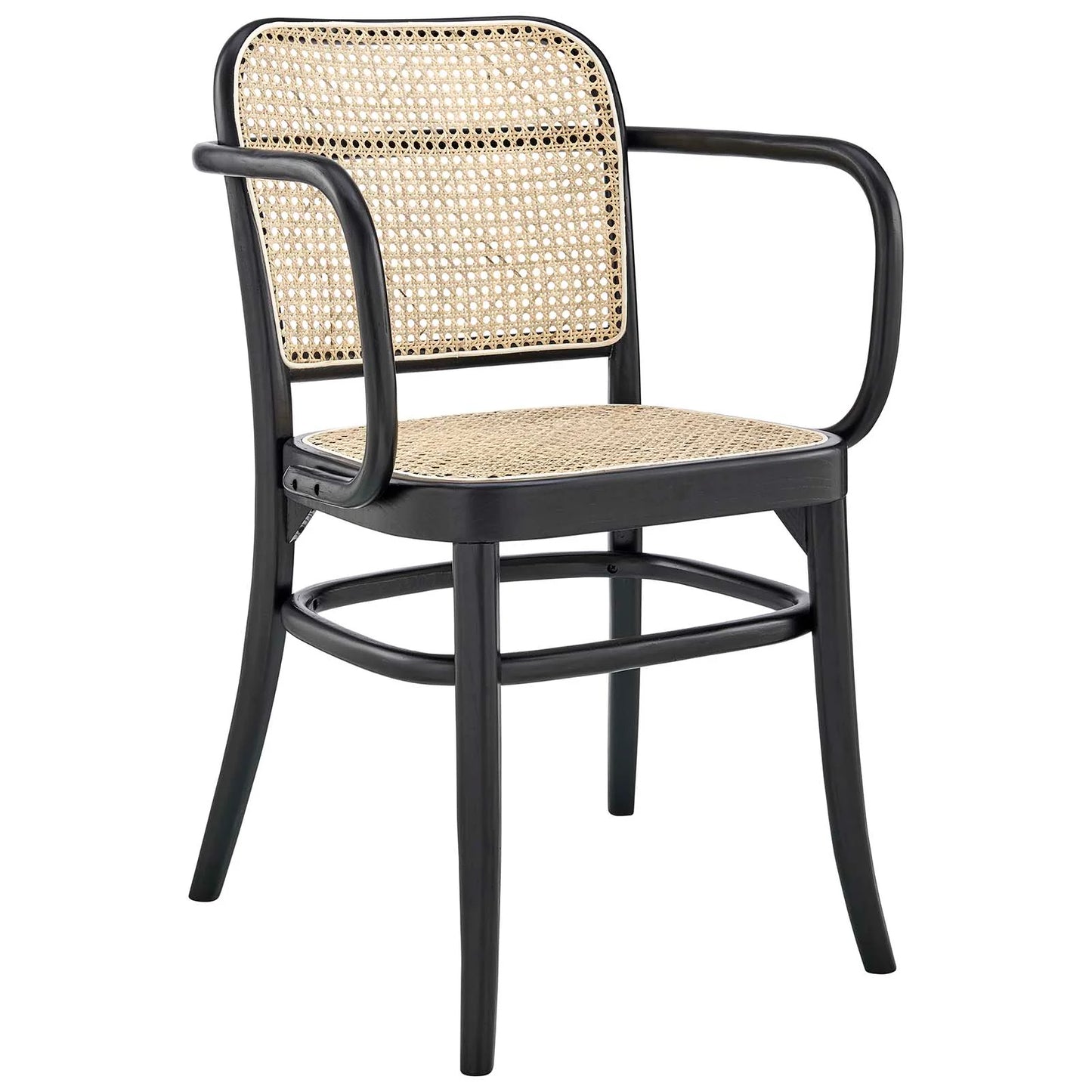 Winona Wood Dining Chair - Rustic Charm with Woven Rattan, Durable Elm Frame, No Assembly Needed