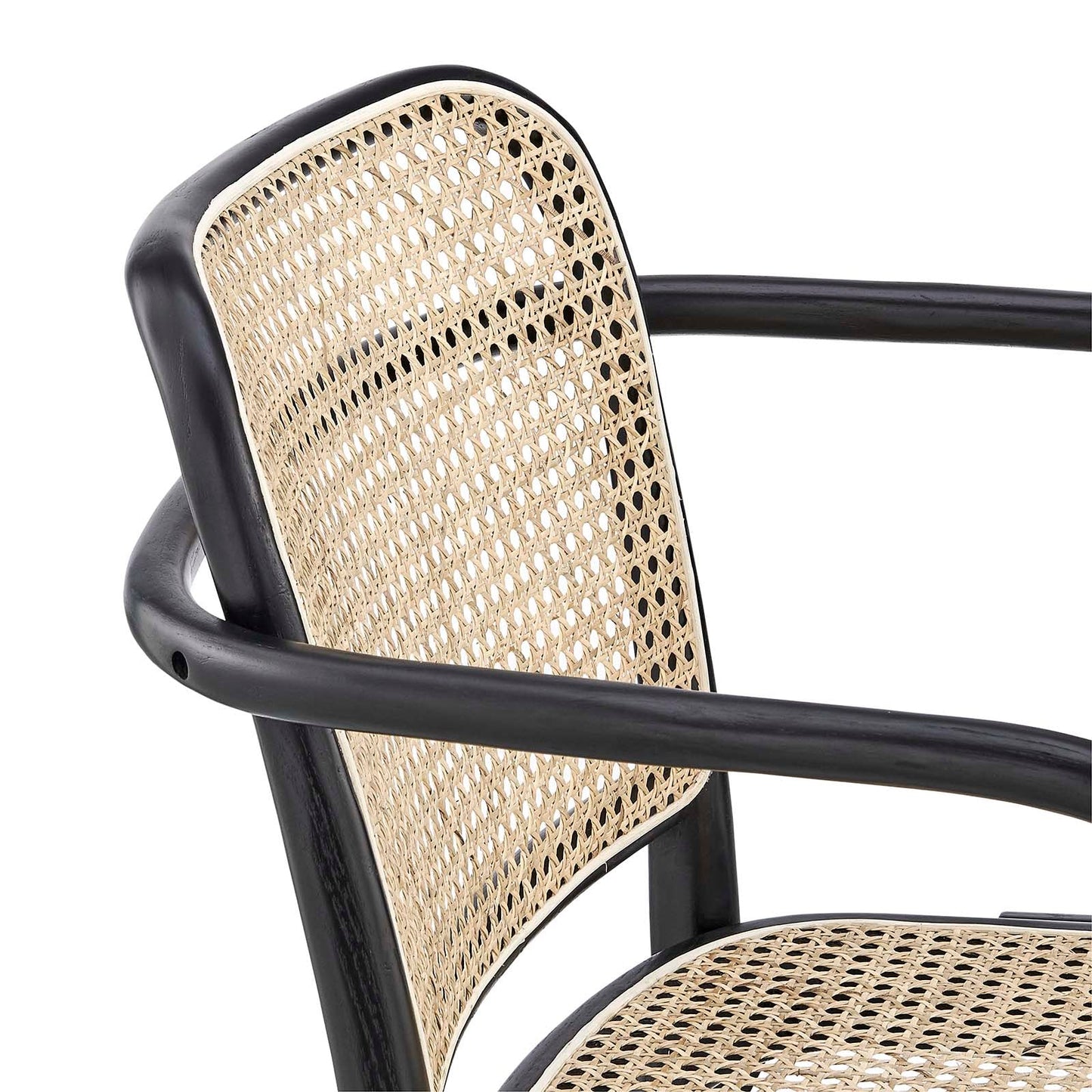 Winona Wood Dining Chair - Rustic Charm with Woven Rattan, Durable Elm Frame, No Assembly Needed