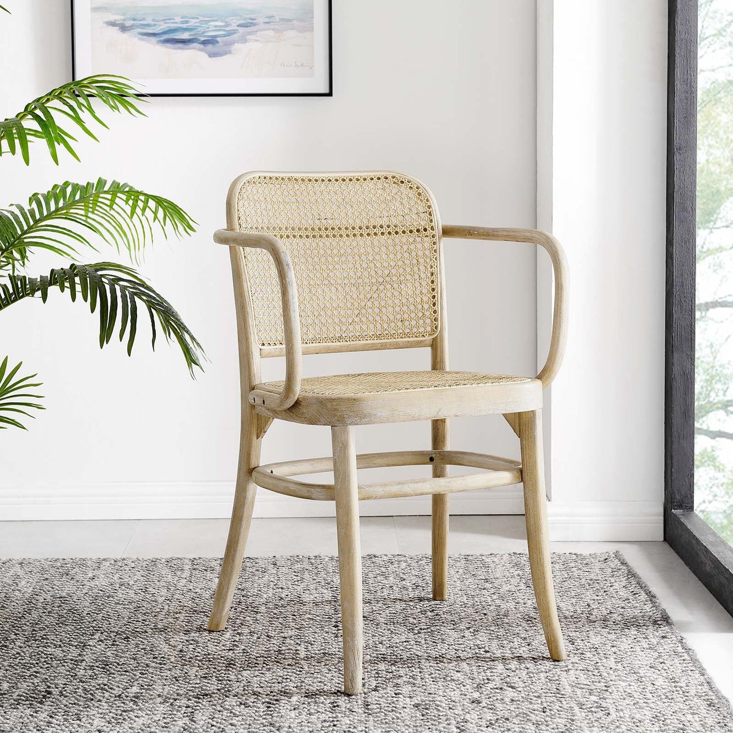 Winona Wood Dining Chair β Rustic Charm with Woven Rattan, Sturdy Elm Frame, No Assembly Required