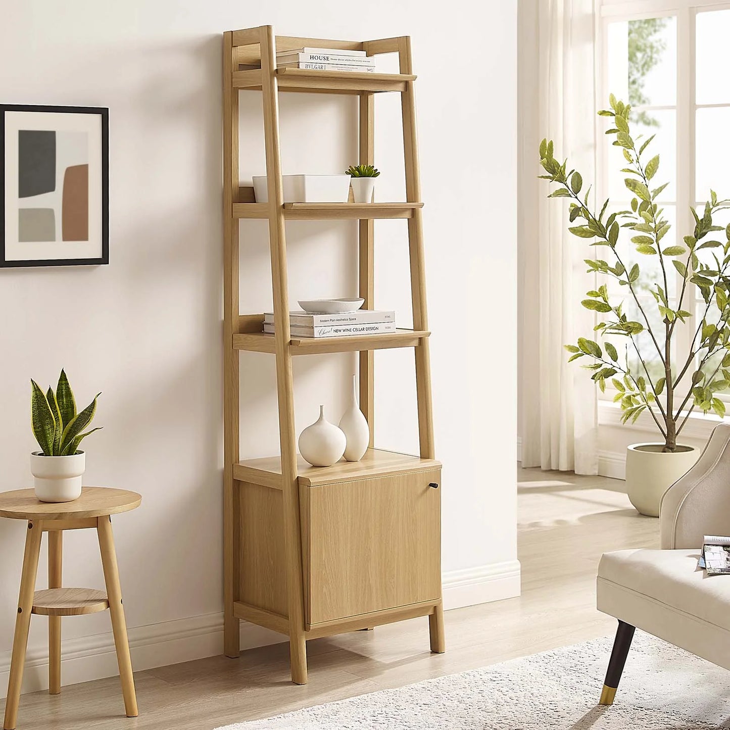 Bixby 21” Oak Walnut Bookshelf – Compact Modern Storage for Home or Office
