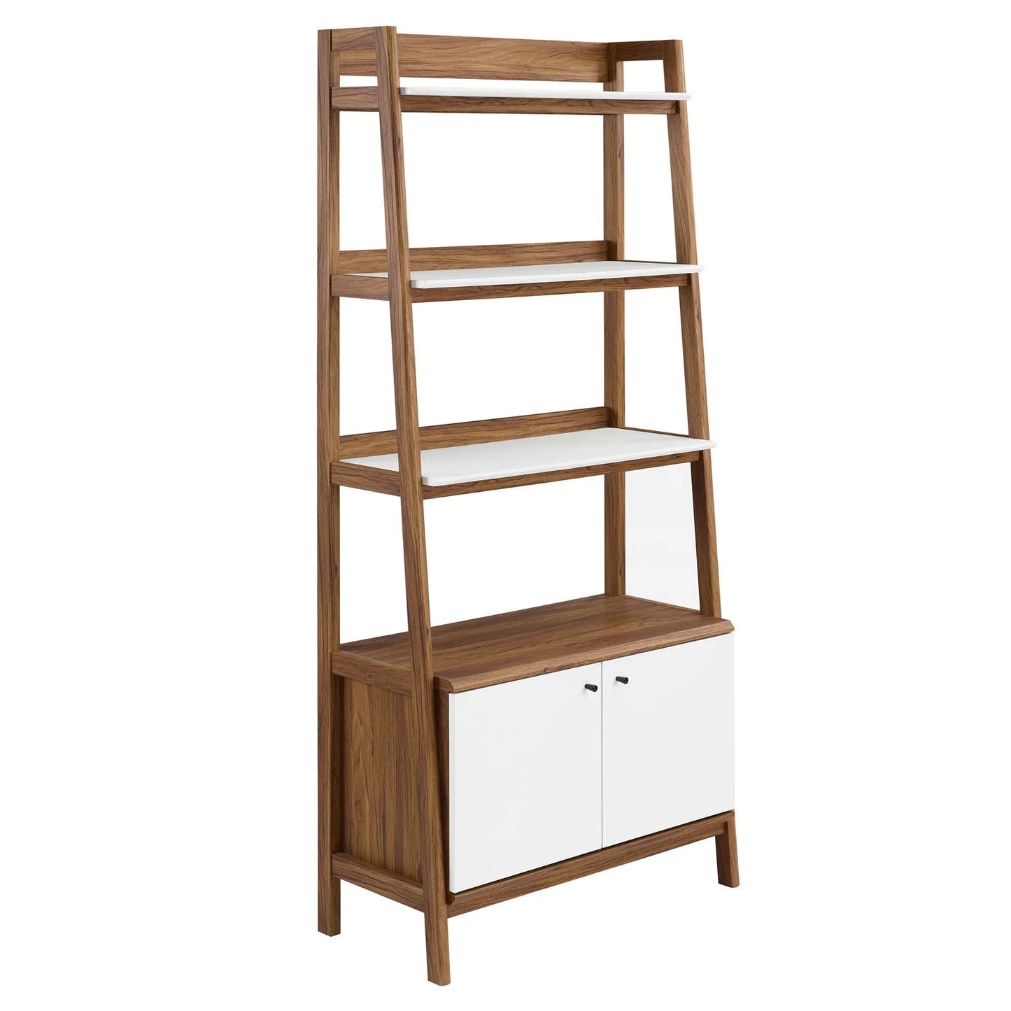 Bixby 33” Walnut & White Bookshelf – Modern Stylish Storage and Display Unit
