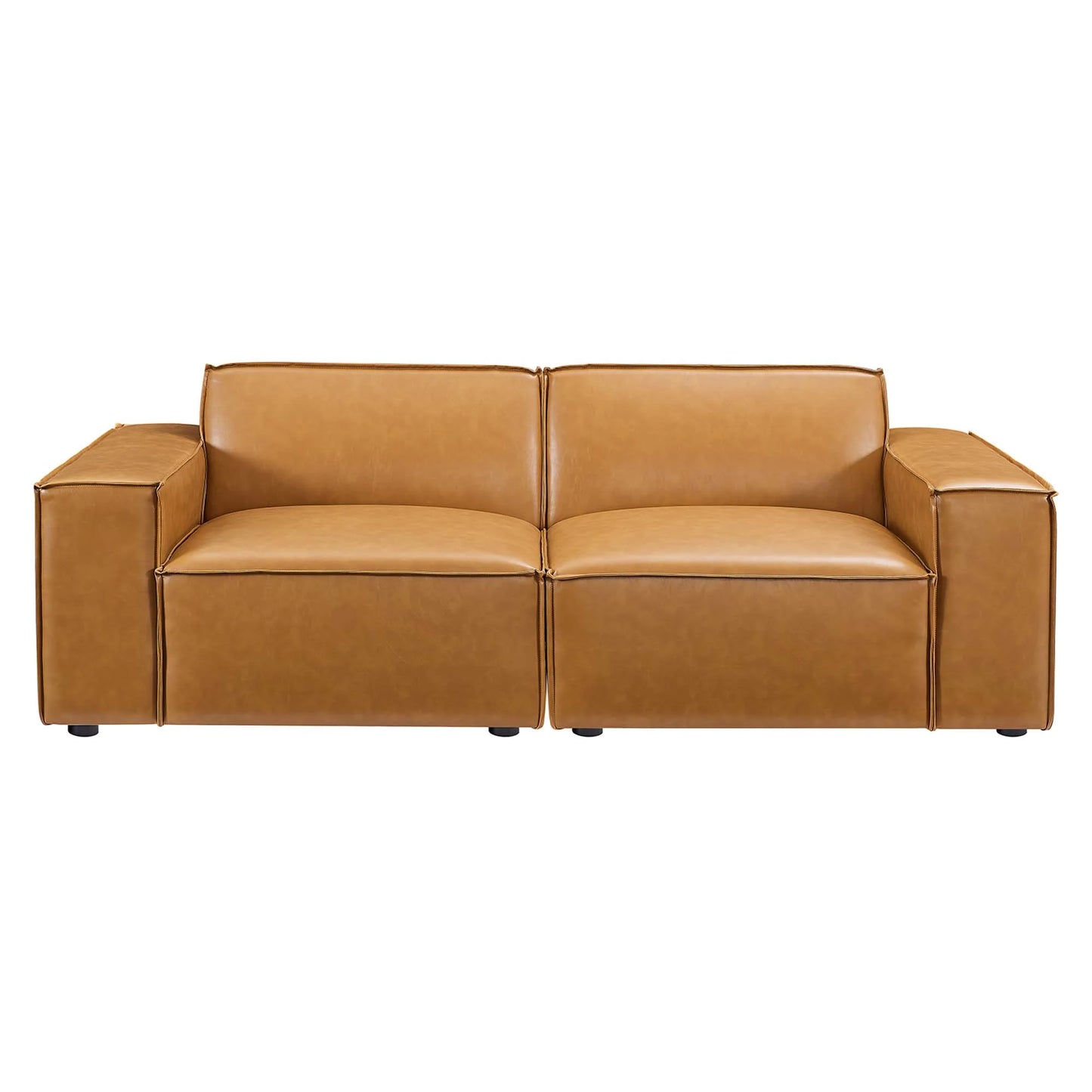Restore Vegan Leather Loveseat in Tan - Sleek and Eco-Friendly Seating with a Modern Look for Contemporary Living Rooms