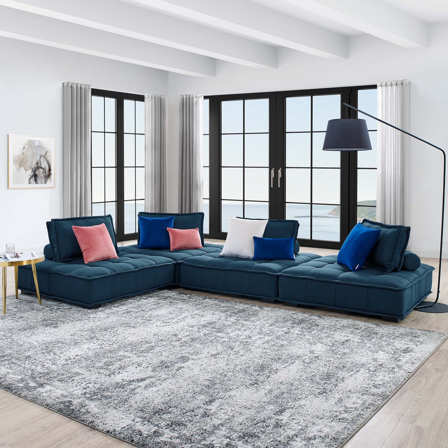 Saunter 4-Piece Tufted Fabric Sectional Sofa – Effortless Lounge Meets Elevated Design