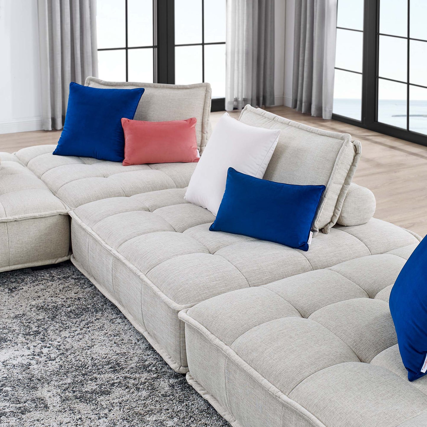 Saunter 4-Piece Tufted Fabric Sectional Sofa – Effortless Lounge Meets Elevated Design