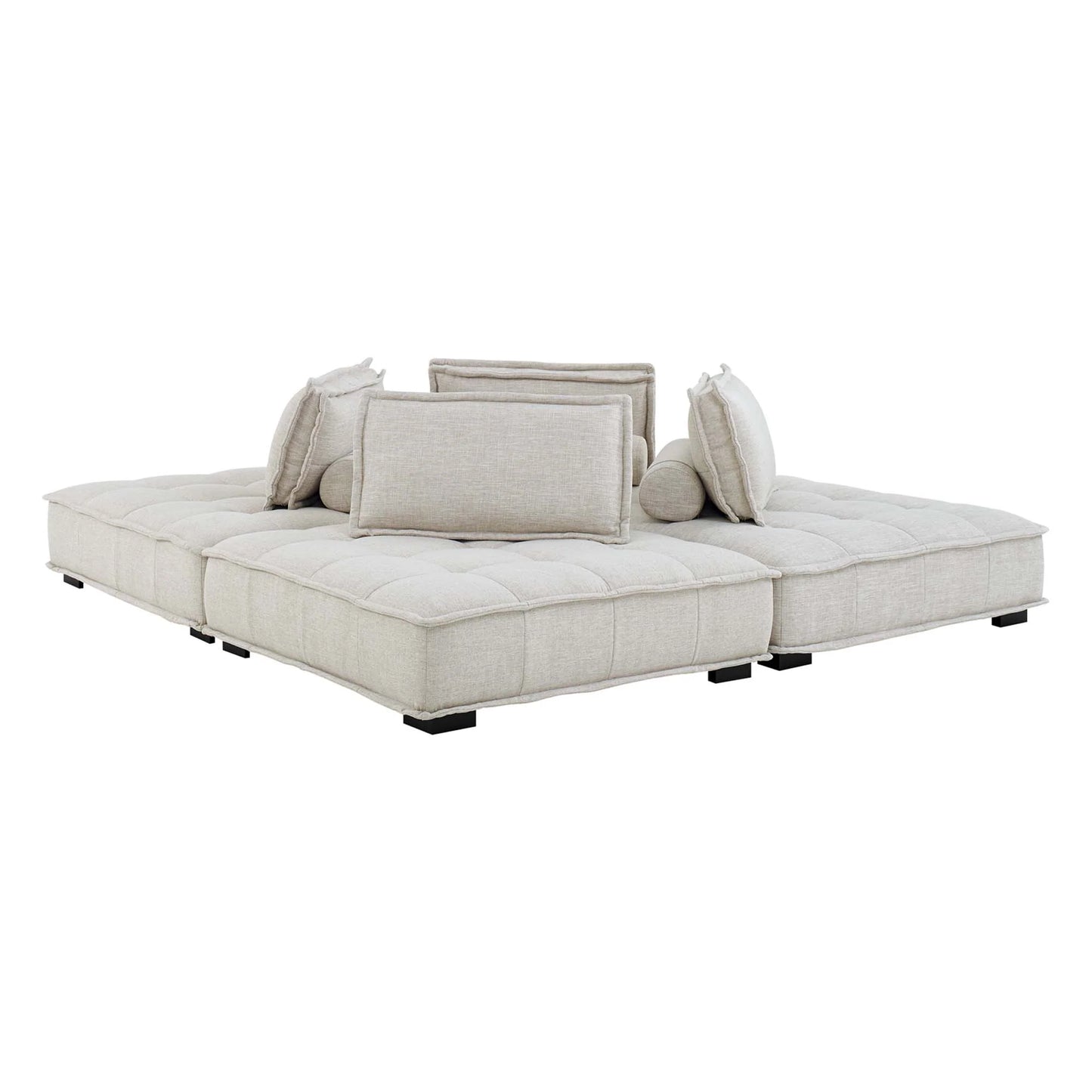 Saunter 4-Piece Tufted Fabric Sectional Sofa – Effortless Lounge Meets Elevated Design