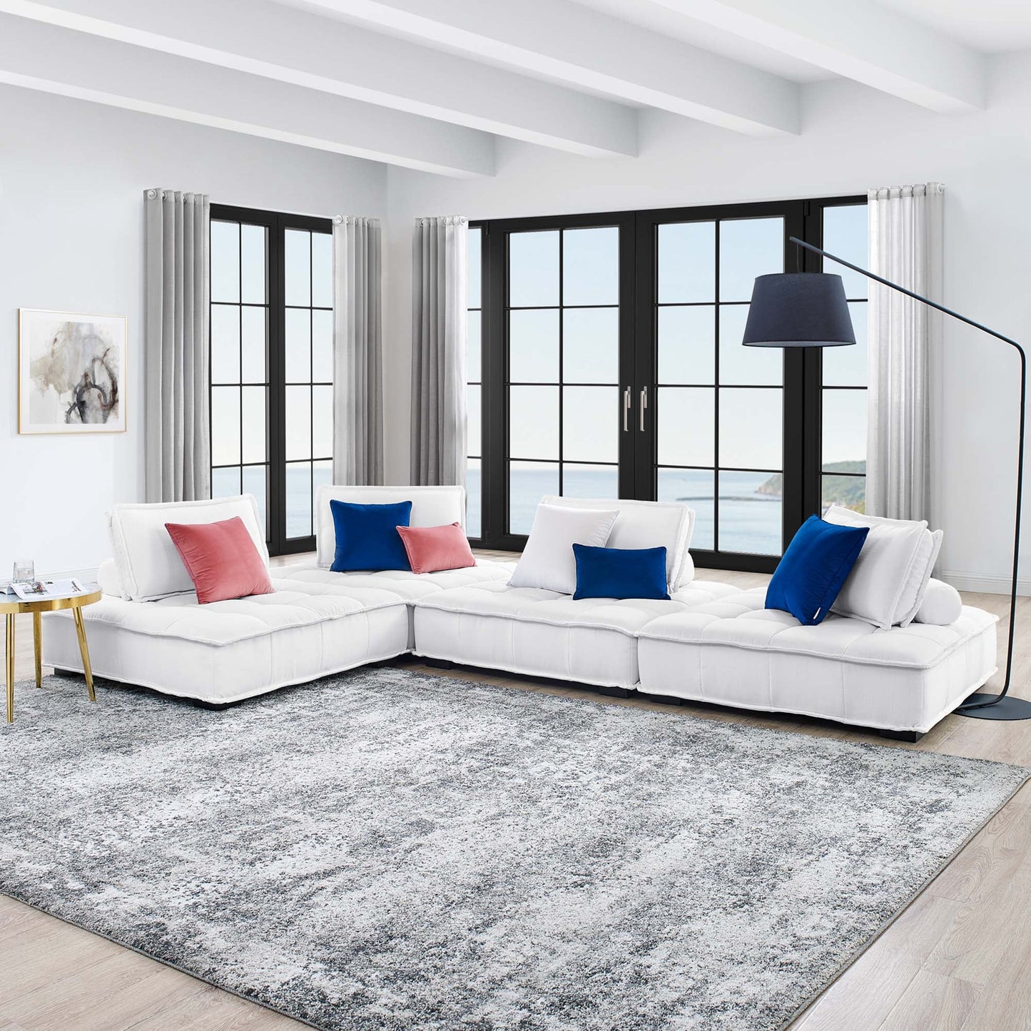 Saunter 4-Piece Tufted Fabric Sectional Sofa – Effortless Lounge Meets Elevated Design