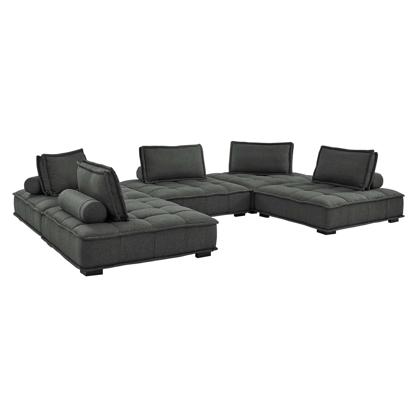 Saunter 5-Piece Tufted Fabric Sectional Sofa – Elegant Comfort for Your Living Space