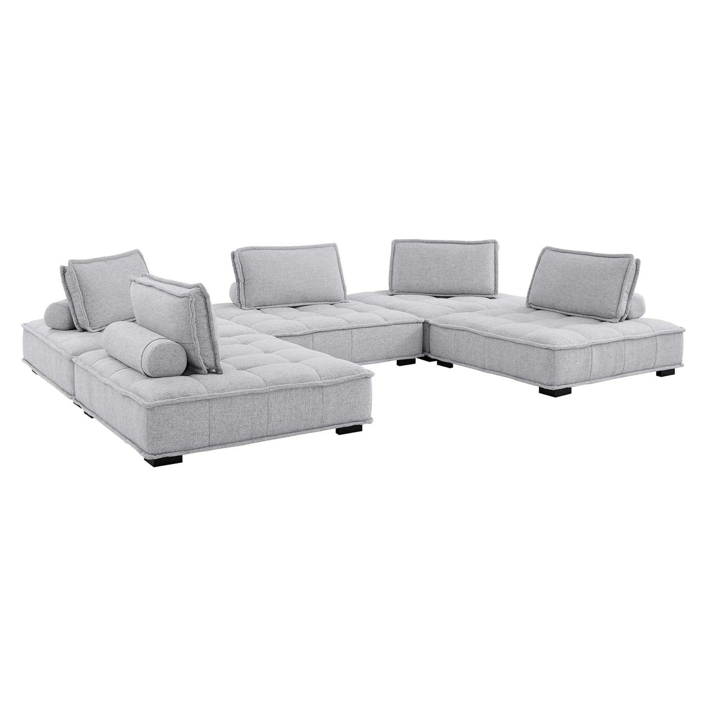 Saunter 5-Piece Tufted Fabric Sectional Sofa – Elegant Comfort for Your Living Space