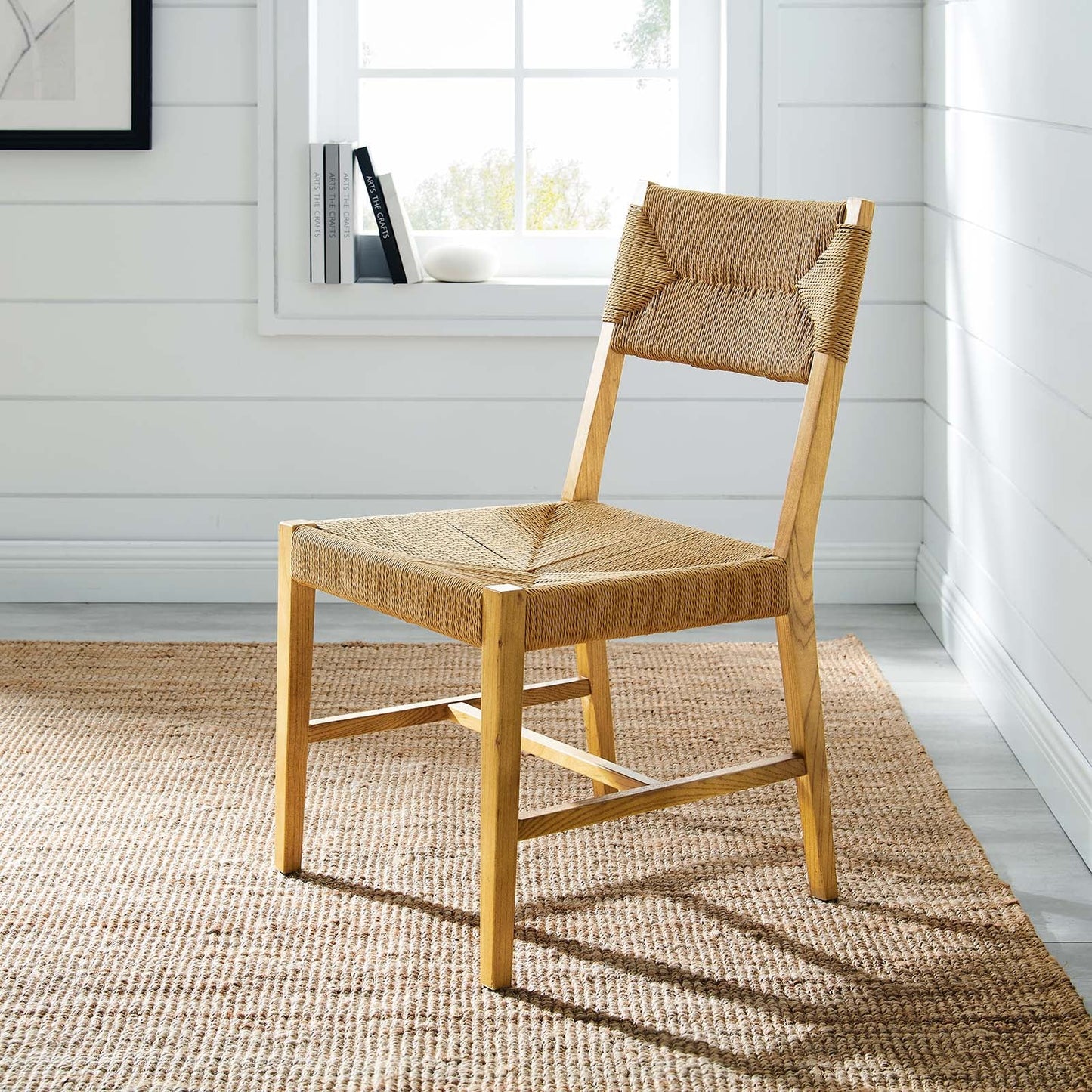 Bodie Modern Farmhouse Dining Chair β Woven Paper Rope and Sturdy Elm Wood Frame for Stylish Seating