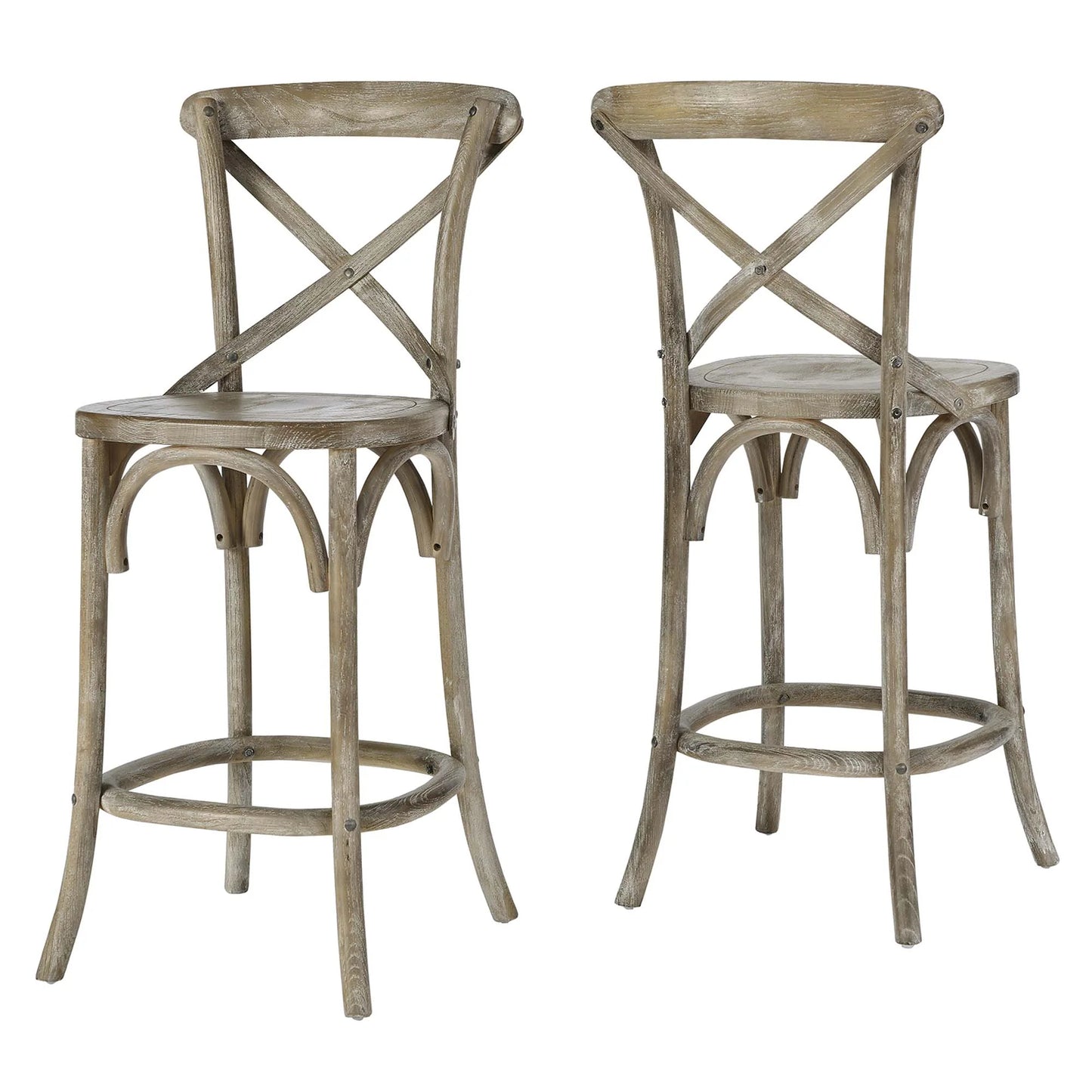 Gear Counter Stool - Modern Farmhouse Design with Sturdy Elm Wood and X-Brace Back for Enhanced Comfort