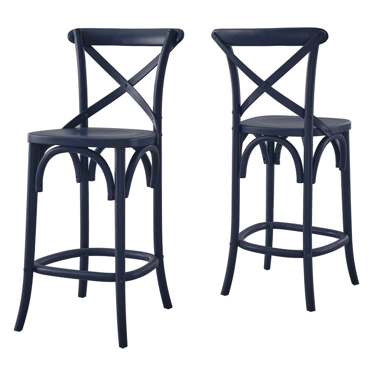 Gear Counter Stool - Modern Farmhouse Design with Sturdy Elm Wood and X-Brace Back for Enhanced Comfort
