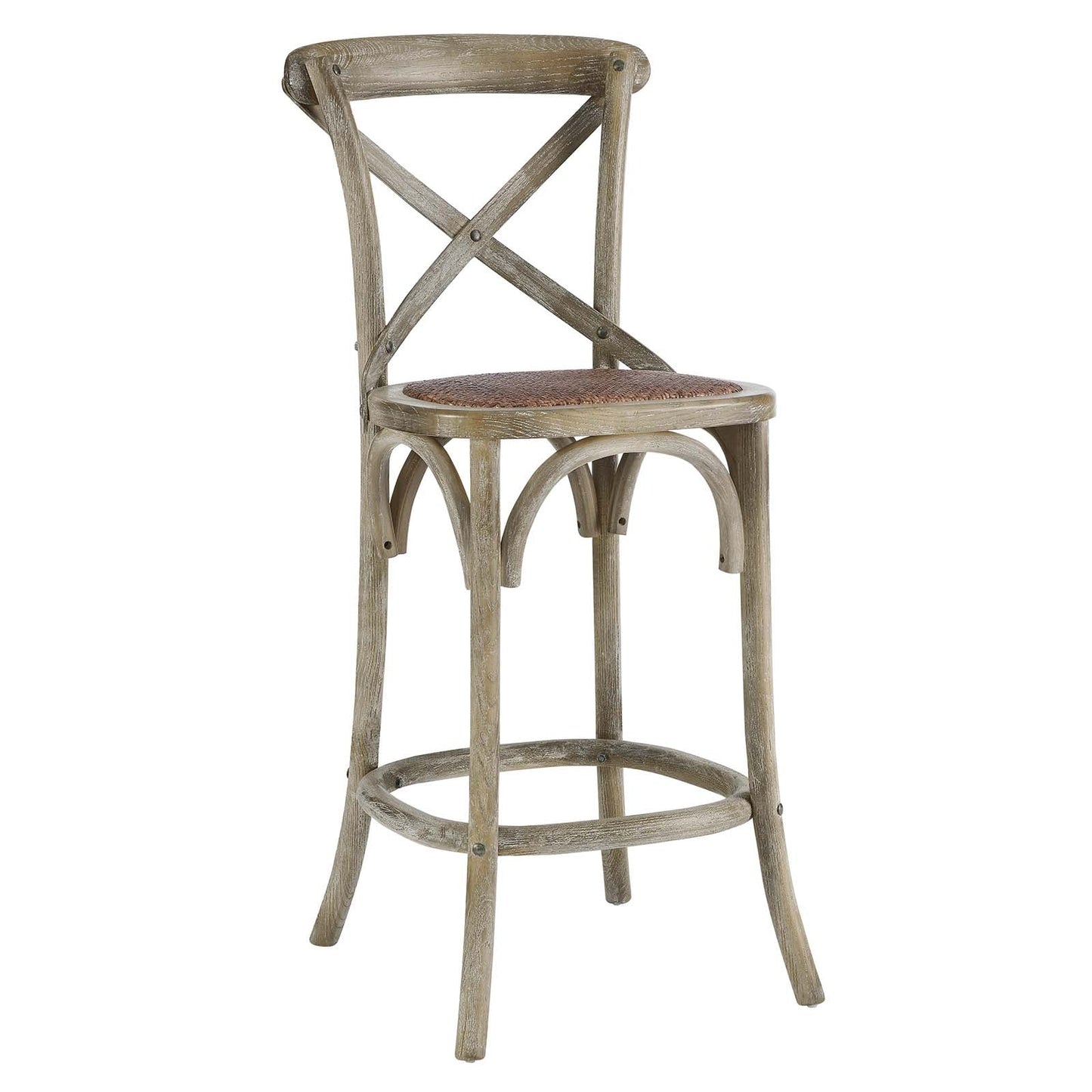 Gear Counter Stool - Modern Farmhouse Design with Sturdy Elm Wood and X-Brace Back for Enhanced Comfort in Black