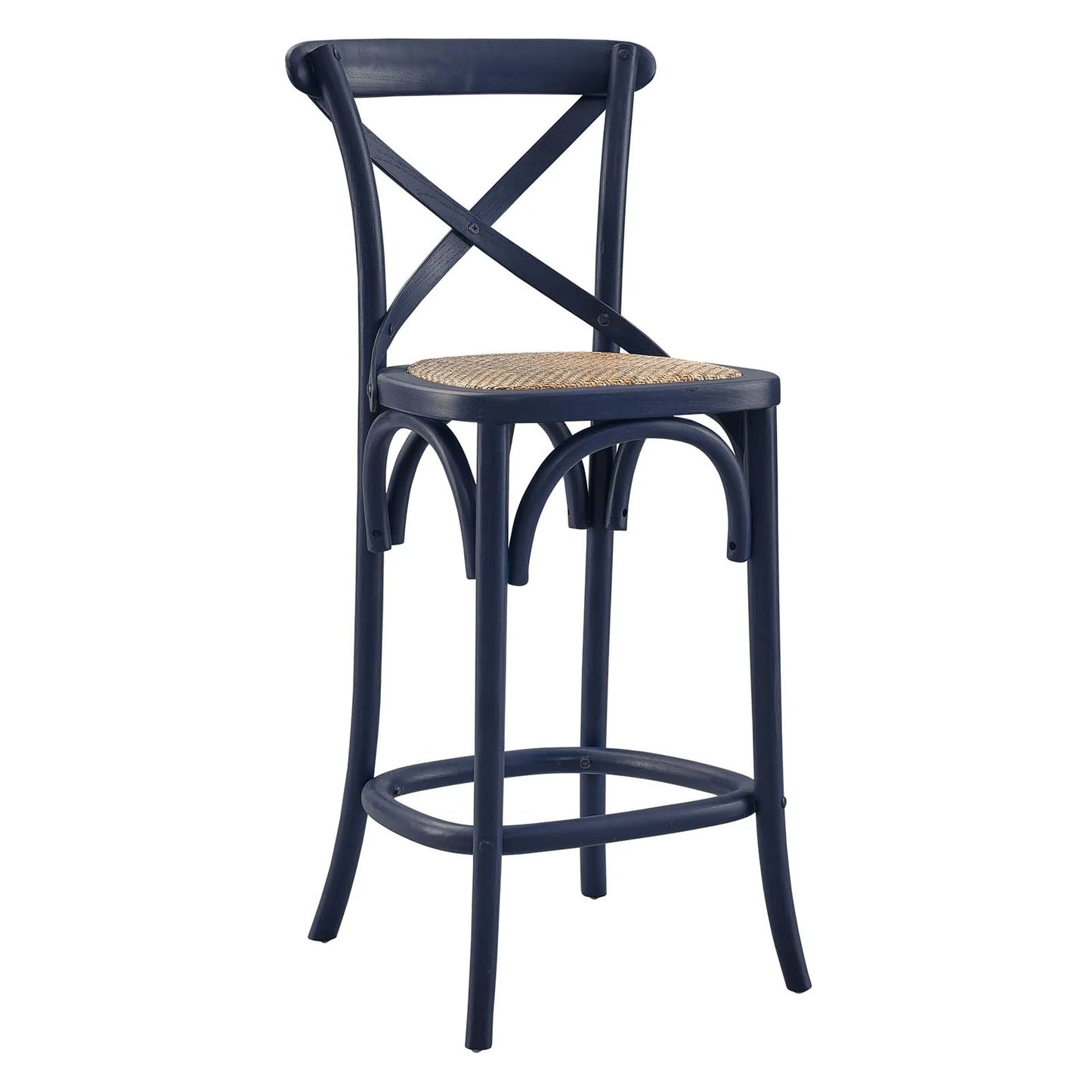 Gear Counter Stool - Modern Farmhouse Design with Sturdy Elm Wood and X-Brace Back for Enhanced Comfort in Black
