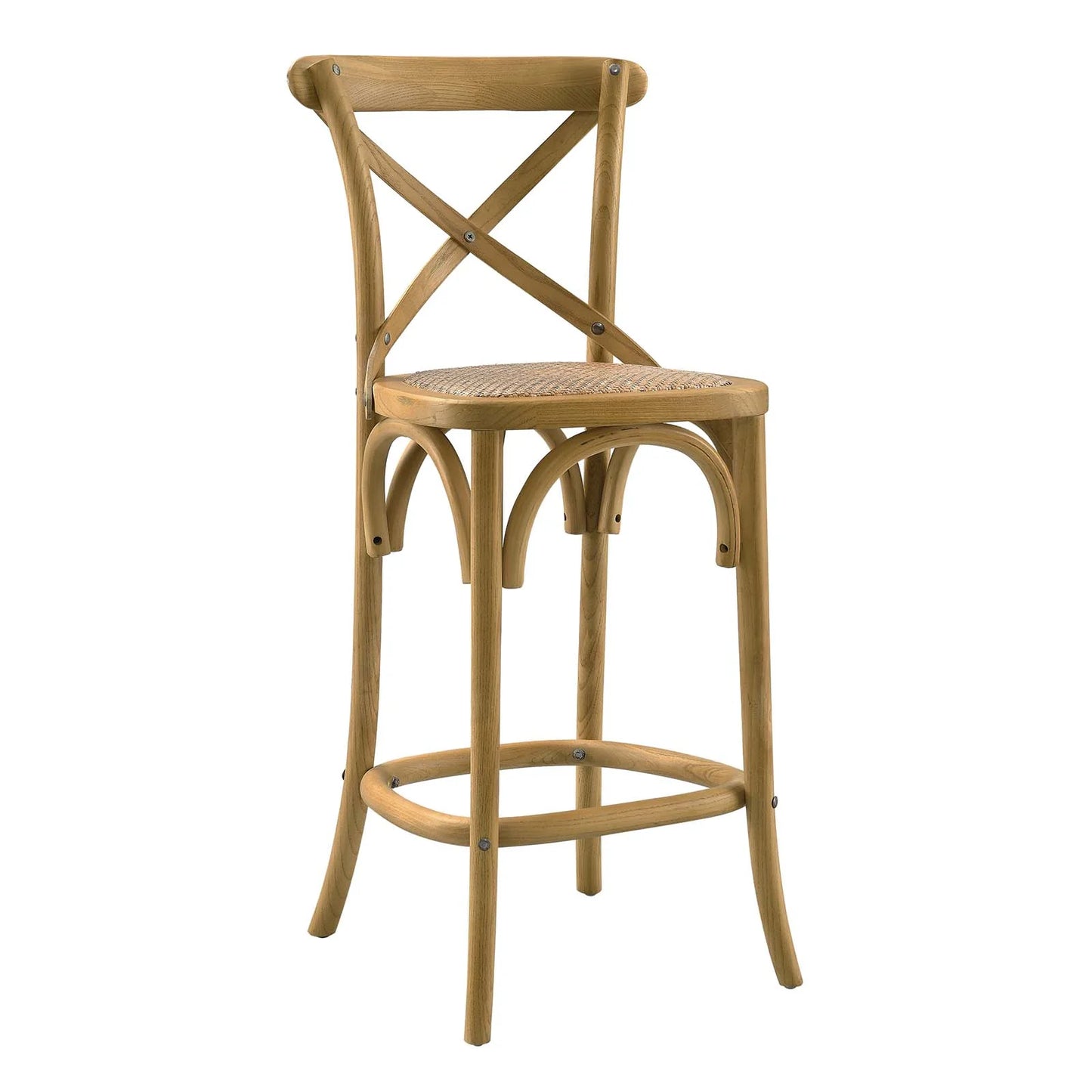 Gear Counter Stool - Modern Farmhouse Design with Sturdy Elm Wood and X-Brace Back for Enhanced Comfort in Black