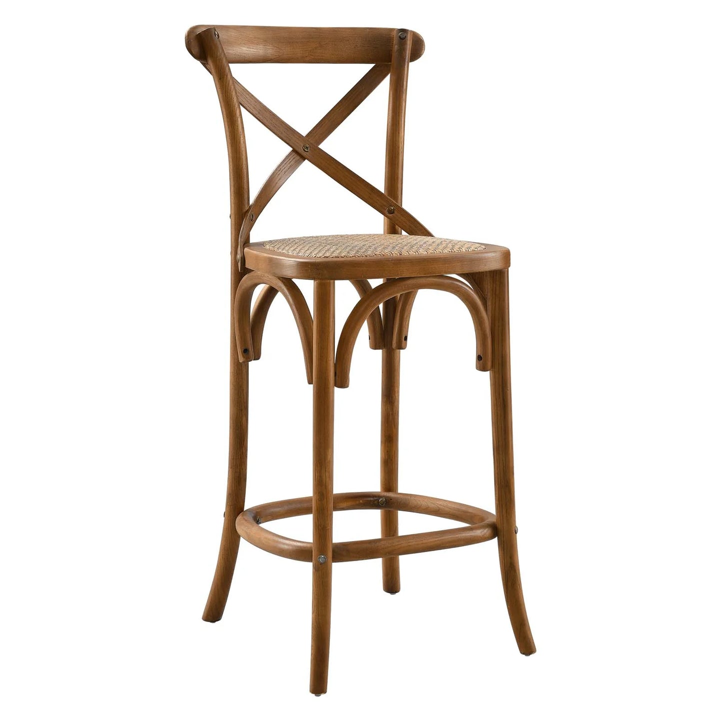 Gear Counter Stool - Modern Farmhouse Design with Sturdy Elm Wood and X-Brace Back for Enhanced Comfort in Black