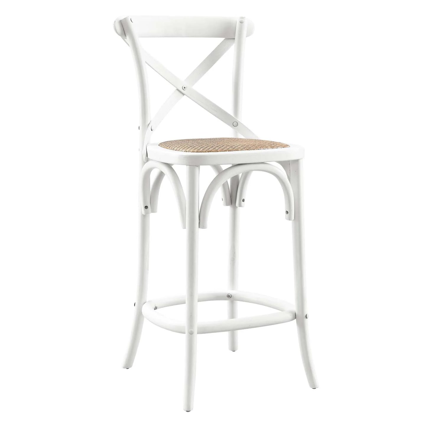 Gear Counter Stool - Modern Farmhouse Design with Sturdy Elm Wood and X-Brace Back for Enhanced Comfort in Black