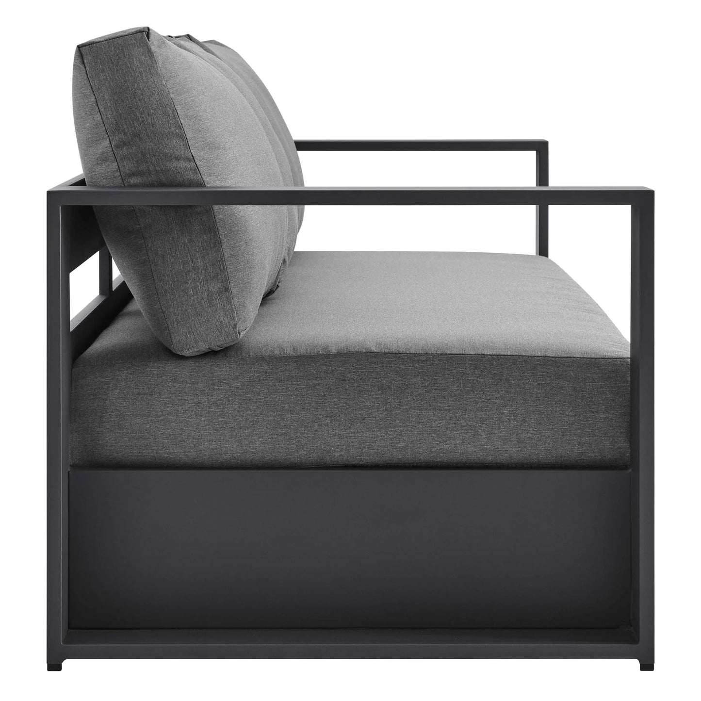 Tahoe Outdoor Patio Powder-Coated Aluminum Sofa in Gray Charcoal