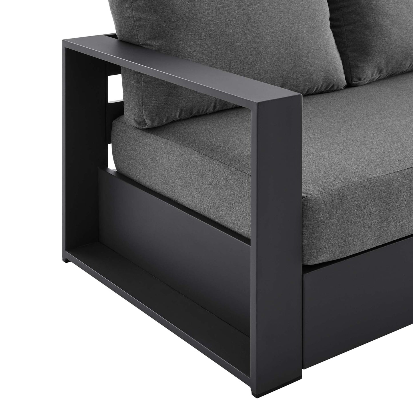 Tahoe Outdoor Patio Powder-Coated Aluminum Sofa in Gray Charcoal