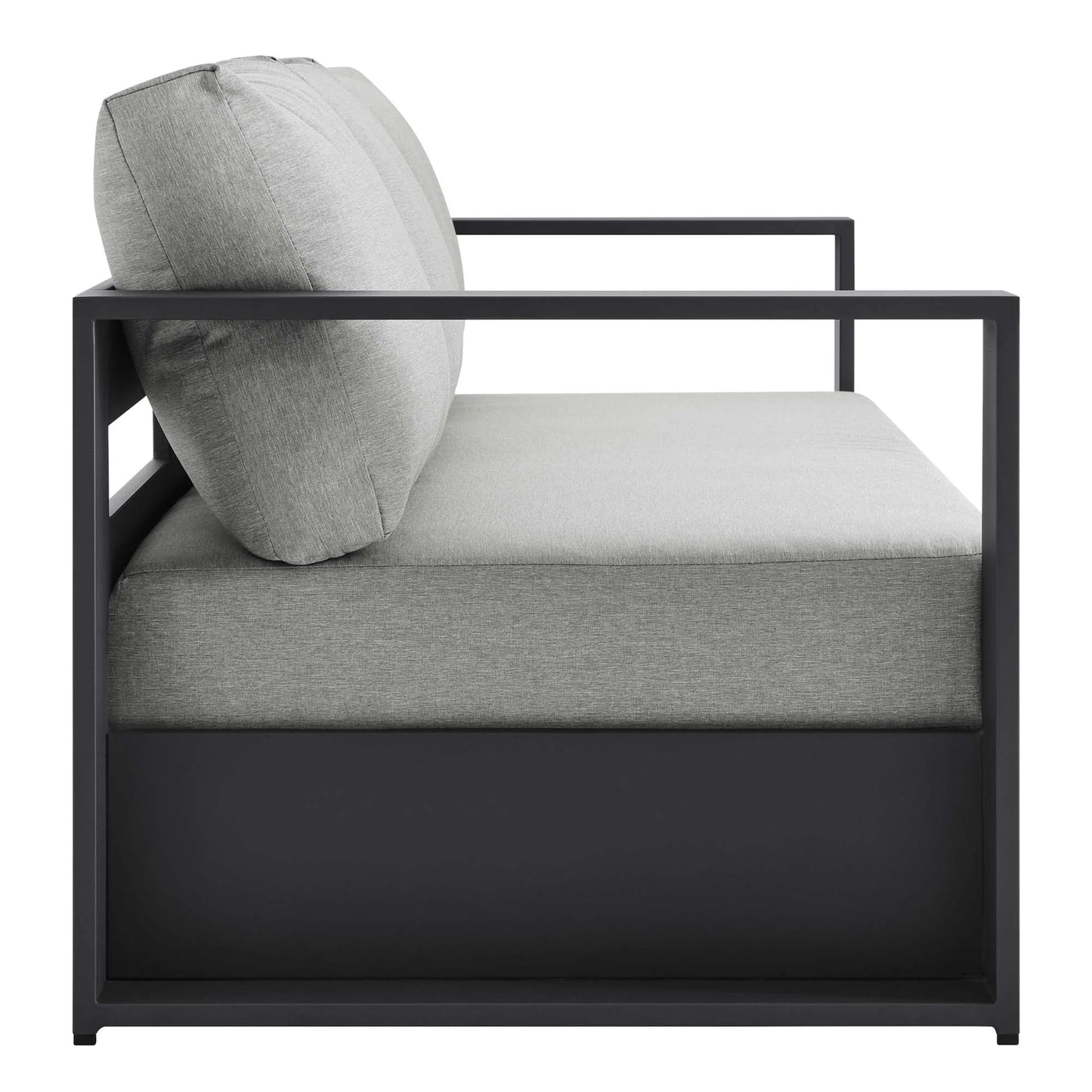 Tahoe Outdoor Patio Powder-Coated Aluminum Sofa in Gray Charcoal