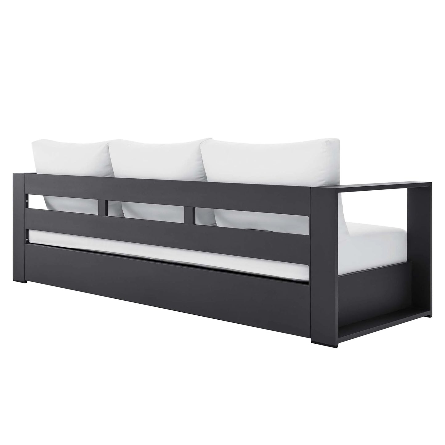 Tahoe Outdoor Patio Powder-Coated Aluminum Sofa in Gray Charcoal