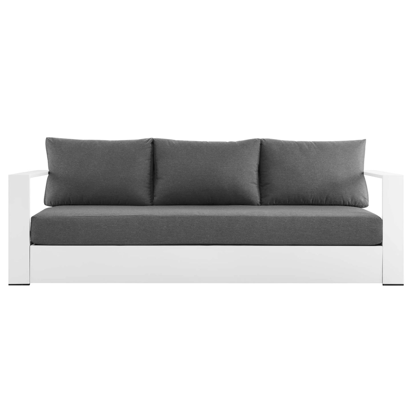 Tahoe Outdoor Patio Powder-Coated Aluminum Sofa in Gray Charcoal