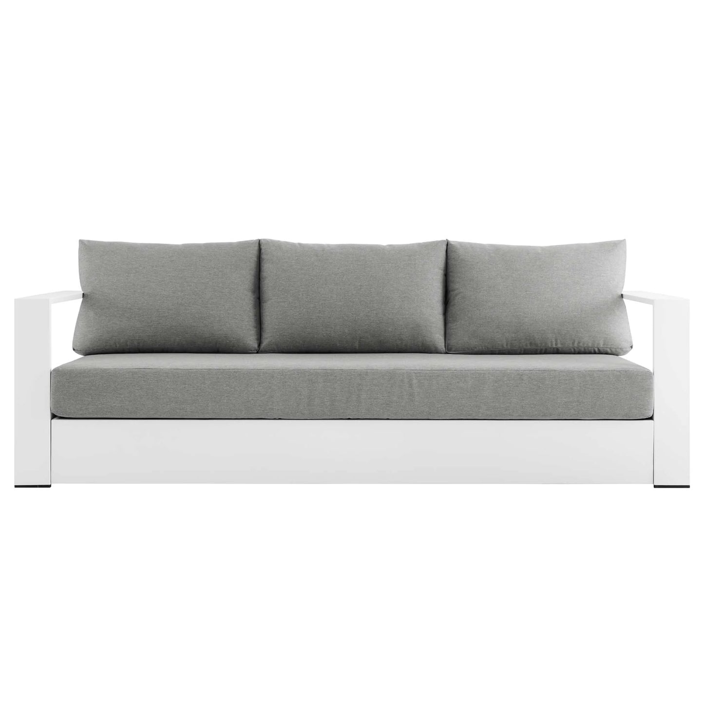 Tahoe Outdoor Patio Powder-Coated Aluminum Sofa in Gray Charcoal