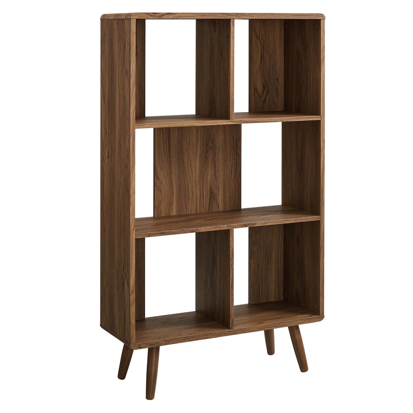 Transmit 5-Shelf Wood Grain Bookcase – Stylish Storage for Living Room or Office