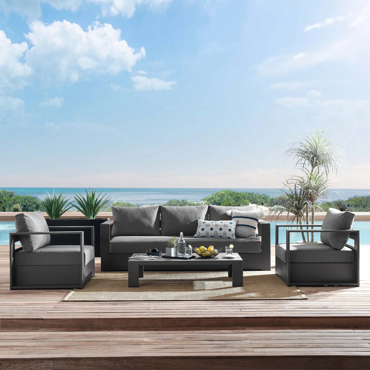 Tahoe 4-Piece Outdoor Patio Set – Weather-Resistant Aluminum with Modern Comfort