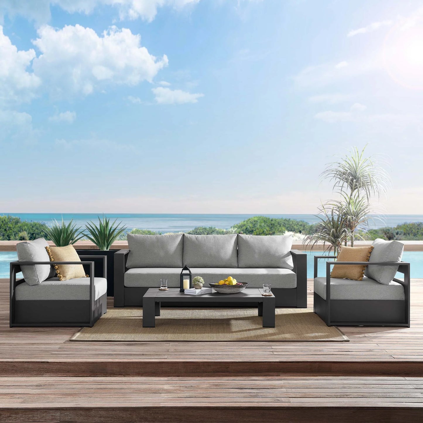 Tahoe 4-Piece Outdoor Patio Set – Weather-Resistant Aluminum with Modern Comfort