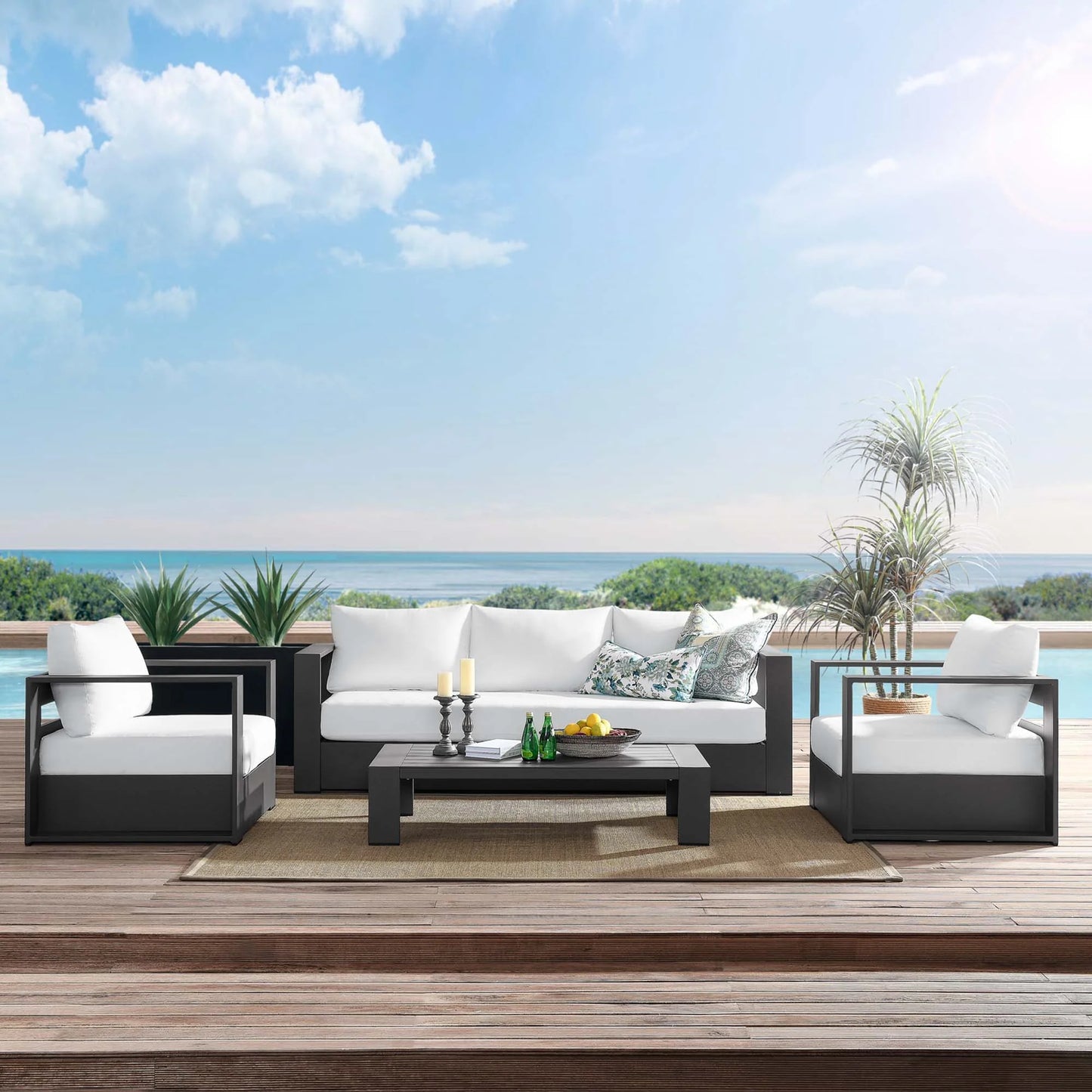 Tahoe 4-Piece Outdoor Patio Set – Weather-Resistant Aluminum with Modern Comfort