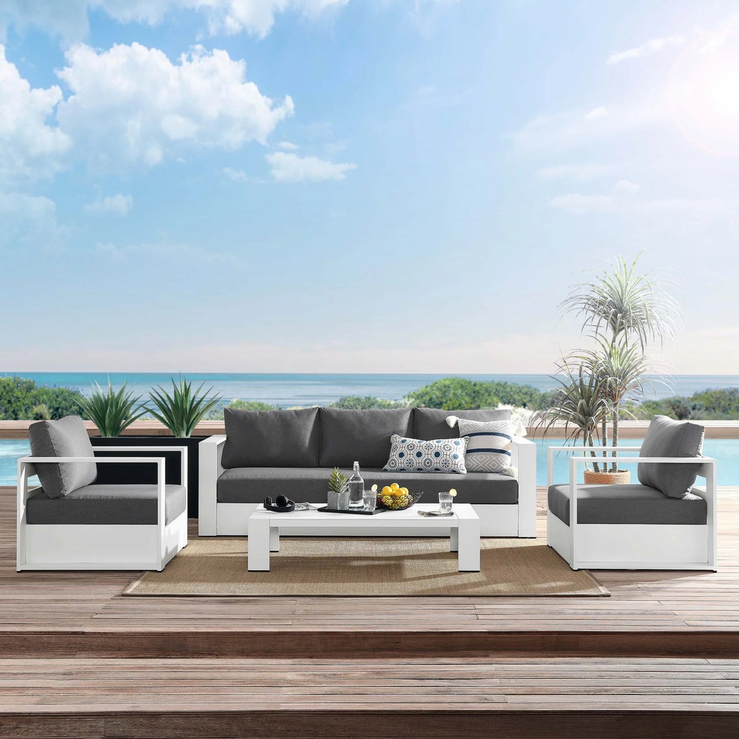 Tahoe 4-Piece Outdoor Patio Set – Weather-Resistant Aluminum with Modern Comfort