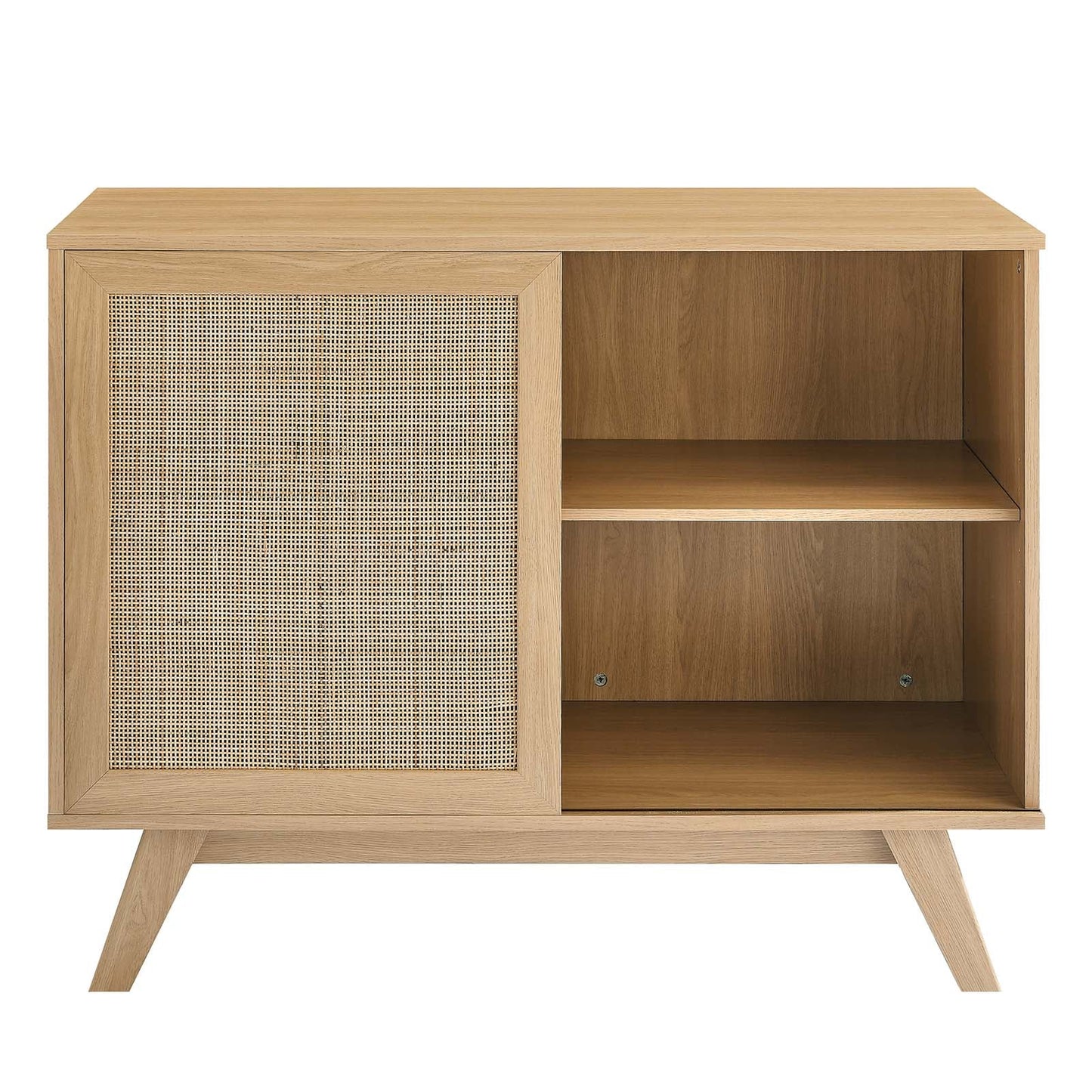 Soma 40" Modern Accent Cabinet with Rattan Weave Doors, Storage Drawers, and Chic Design