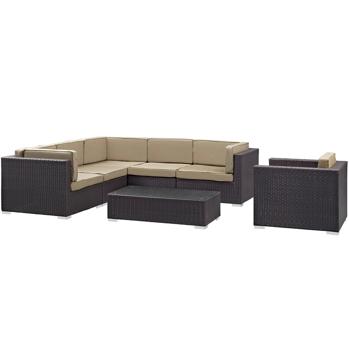 Corona 7-Piece Luxury Rattan Outdoor Sectional Set – Stylish UV-Resistant Cushions for Comfortable and Durable Patio Seating