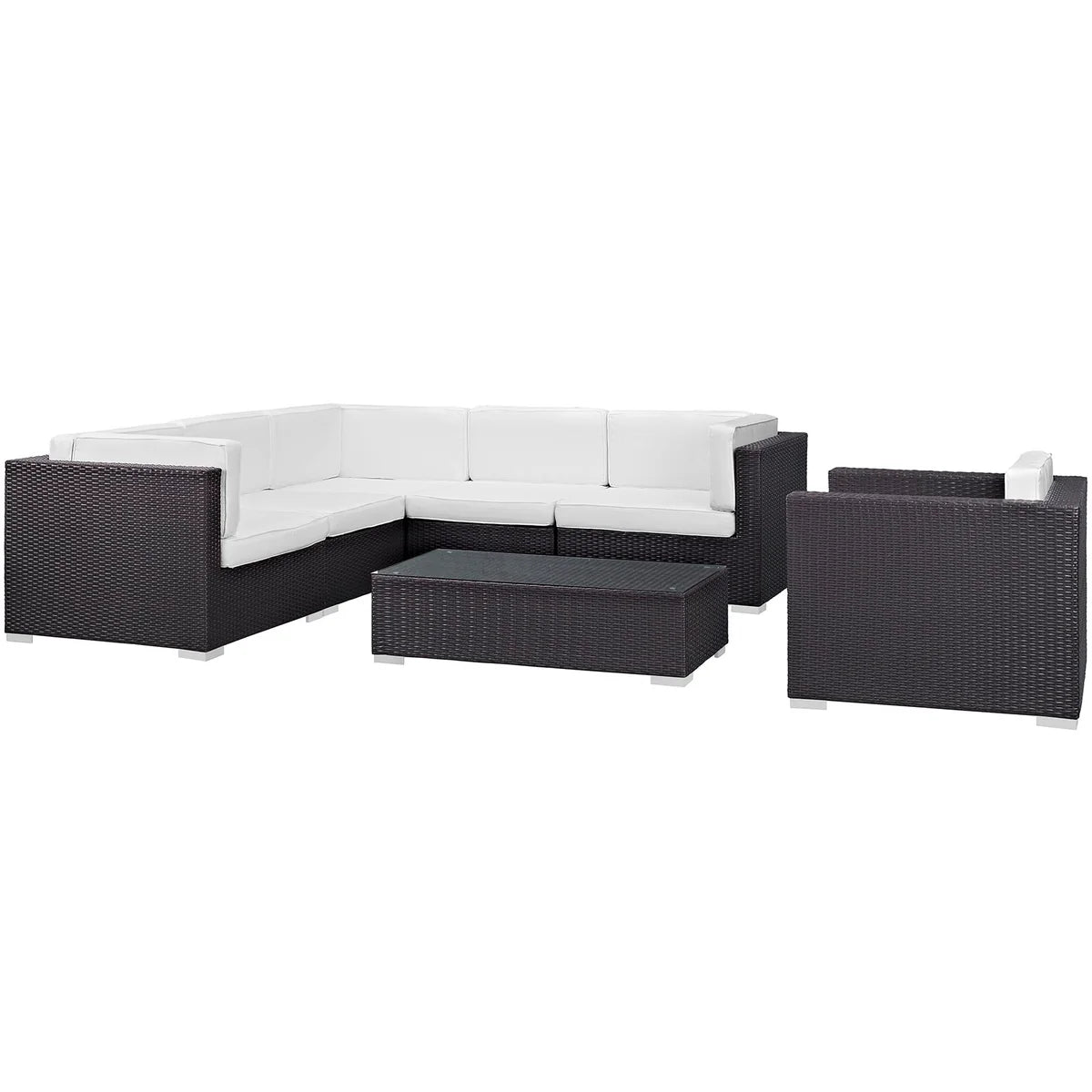 Corona 7-Piece Luxury Rattan Outdoor Sectional Set – Stylish UV-Resistant Cushions for Comfortable and Durable Patio Seating