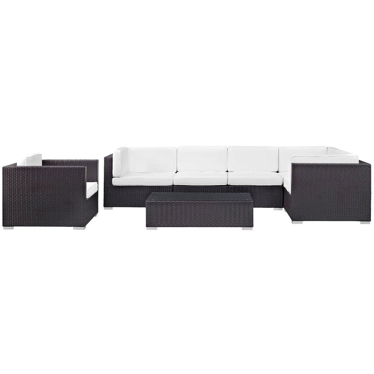 Corona 7-Piece Luxury Rattan Outdoor Sectional Set – Stylish UV-Resistant Cushions for Comfortable and Durable Patio Seating