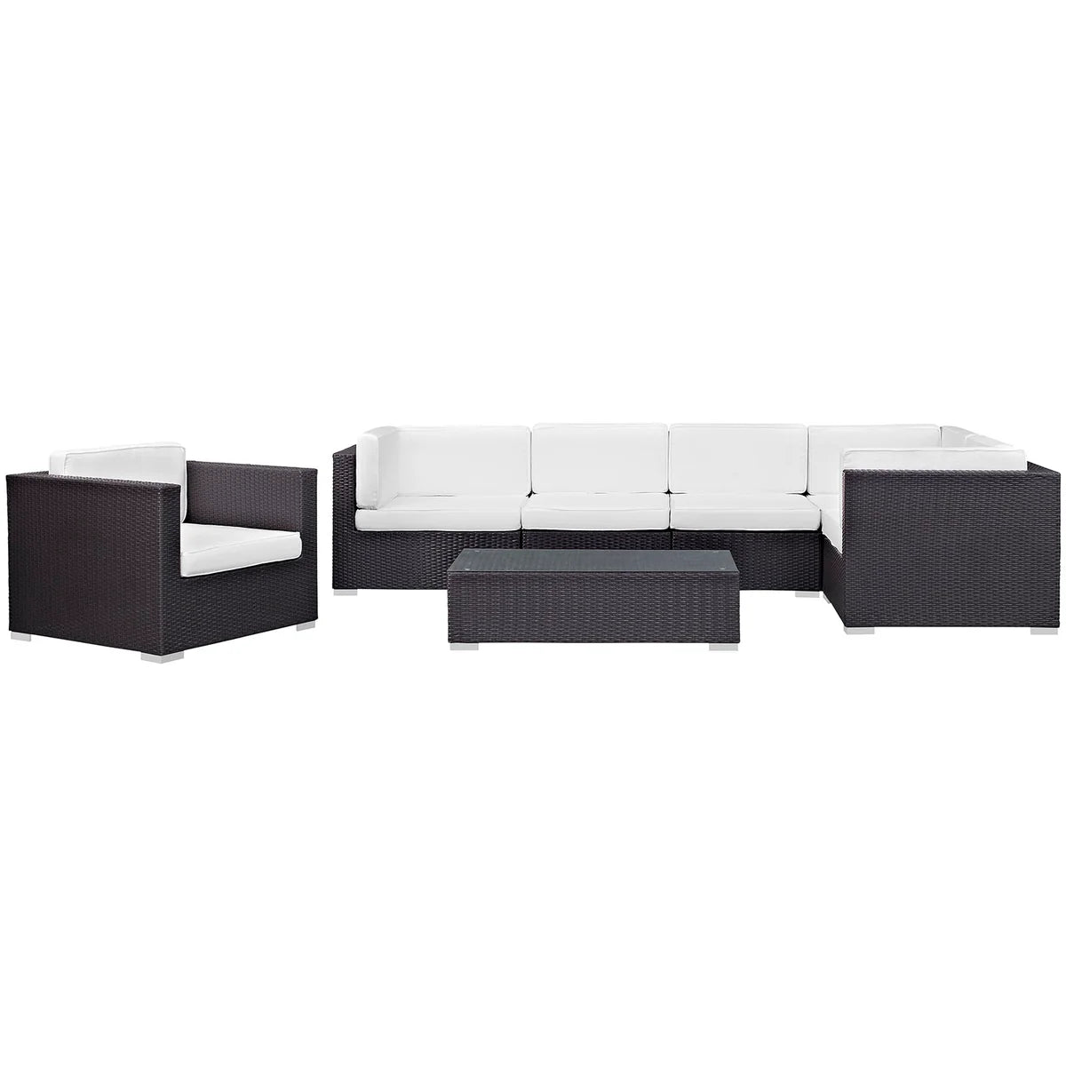 Corona 7-Piece Luxury Rattan Outdoor Sectional Set – Stylish UV-Resistant Cushions for Comfortable and Durable Patio Seating