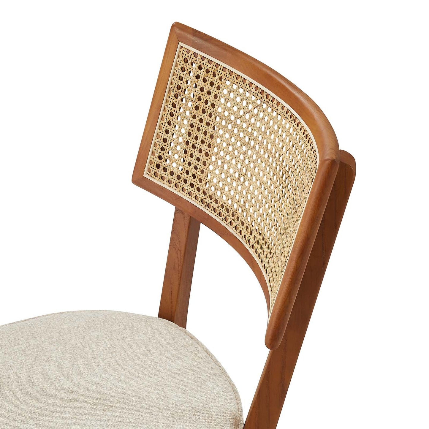 Caledonia Wood Dining Chair - Charming Cottage Style with Woven Rattan, Solid Elm, and Upholstered Comfort