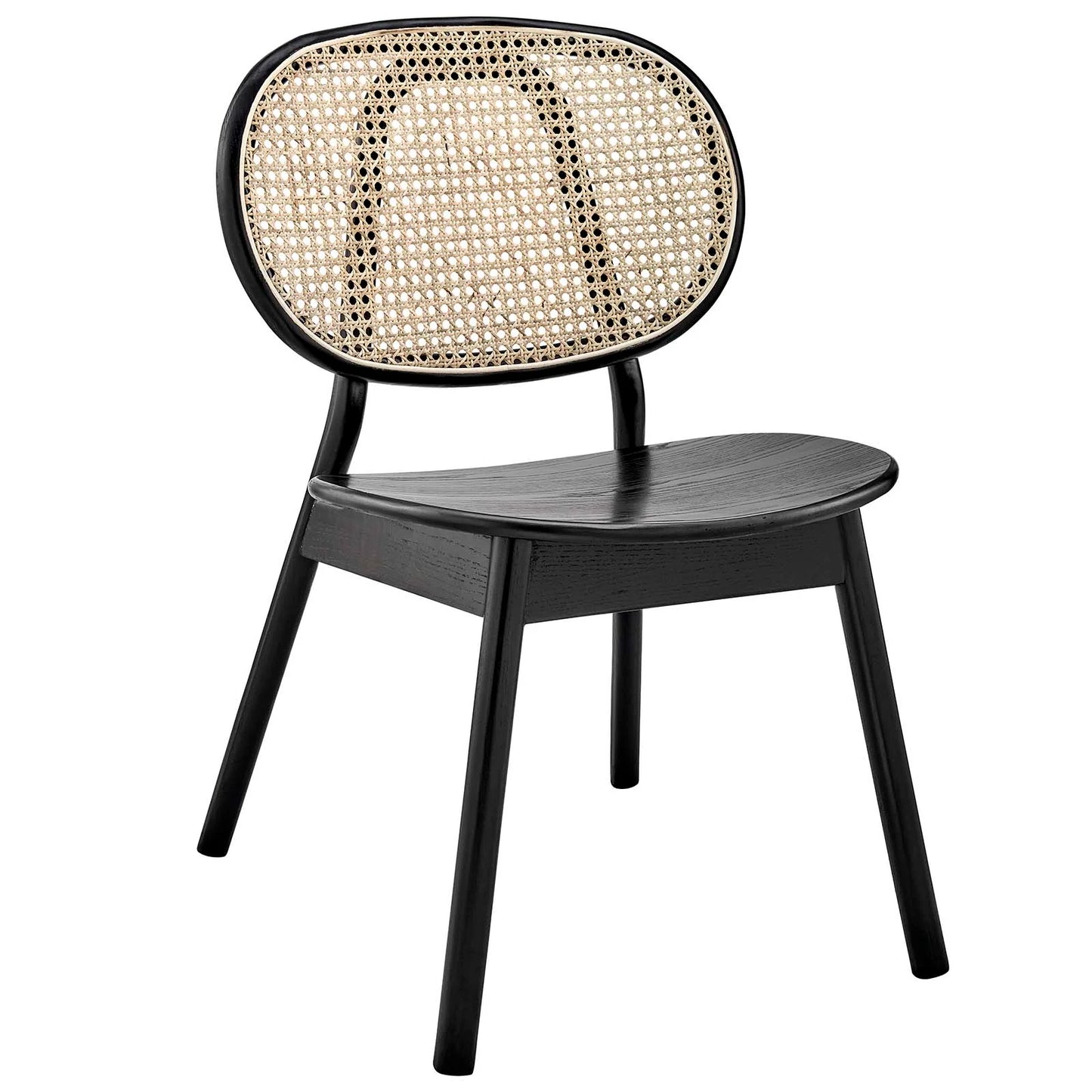 Malina Wood Dining Chair Set of 2 - Modern Farmhouse Style with Rattan Detail for Versatile Dining and Living Spaces