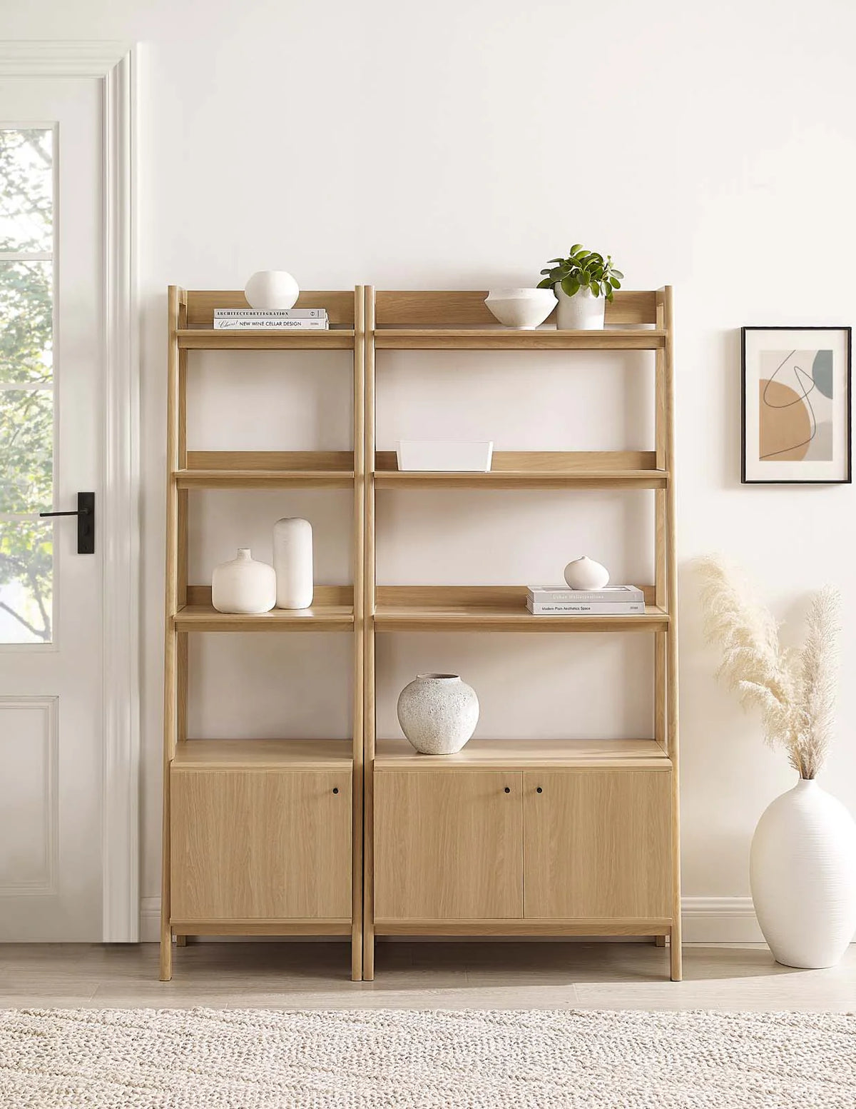 Bixby Wood Bookshelves with Three Open Shelves